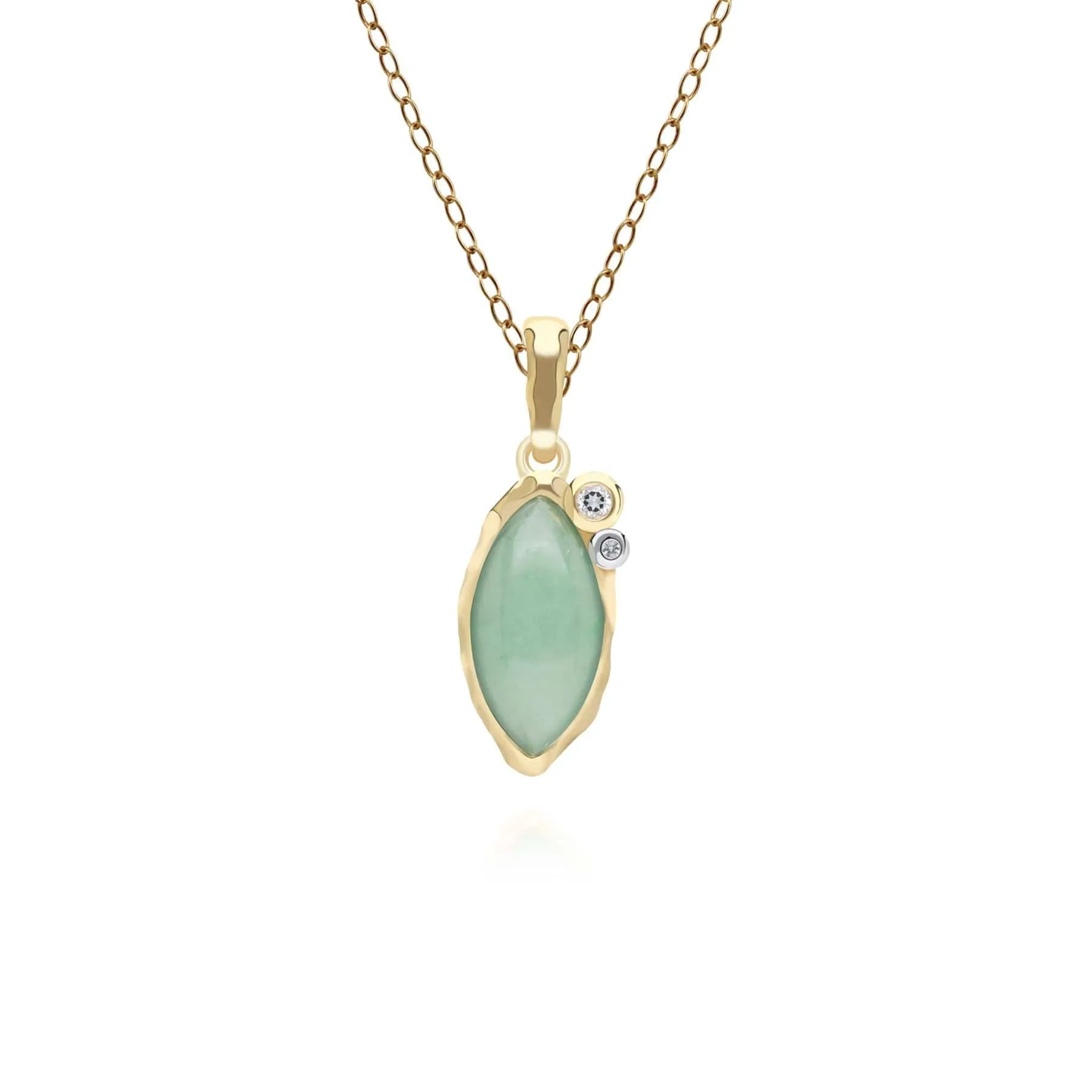 Irregular Marquise Dyed Green Jade & Topaz Pendant In 18ct Gold Plated SterlIng Silver sold by Gemondo Jewellery