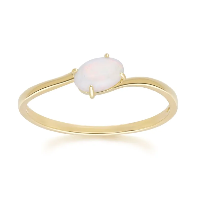Classic Oval Opal Cabochon Ring in 9ct Yellow Gold sold by Gemondo Jewellery