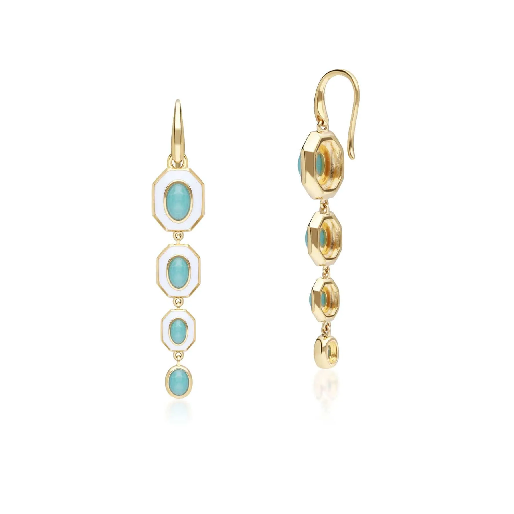 Siberian Waltz White Enamel & Amazonite Dangle Drop Earrings in Gold Plated Sterling Silver sold by Gemondo Jewellery product image thumbnail 4