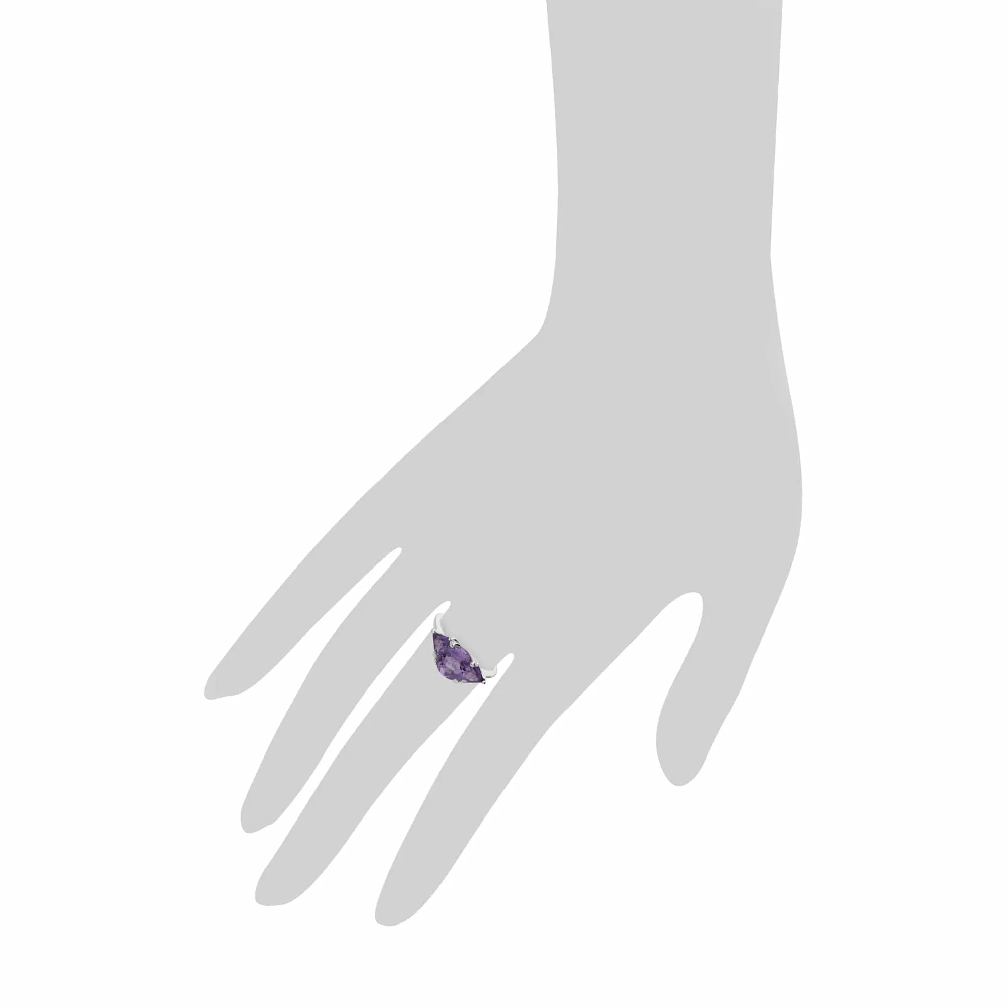 Classic Round & Prism Amethyst Three Stone Ring in 925 Sterling Silver sold by Gemondo Jewellery product image thumbnail 3