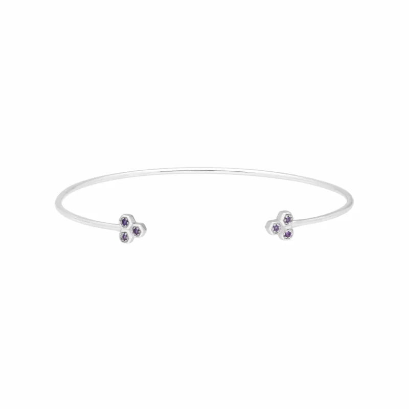 Amethyst Trilogy Geometric Bangle in 9ct White Gold sold by Gemondo Jewellery