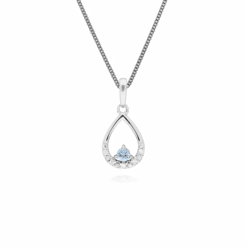 Gemondo 9ct White Gold Single Aquamarine & Diamond Pear Pendant on 45cm Chain sold by Gemondo Jewellery
