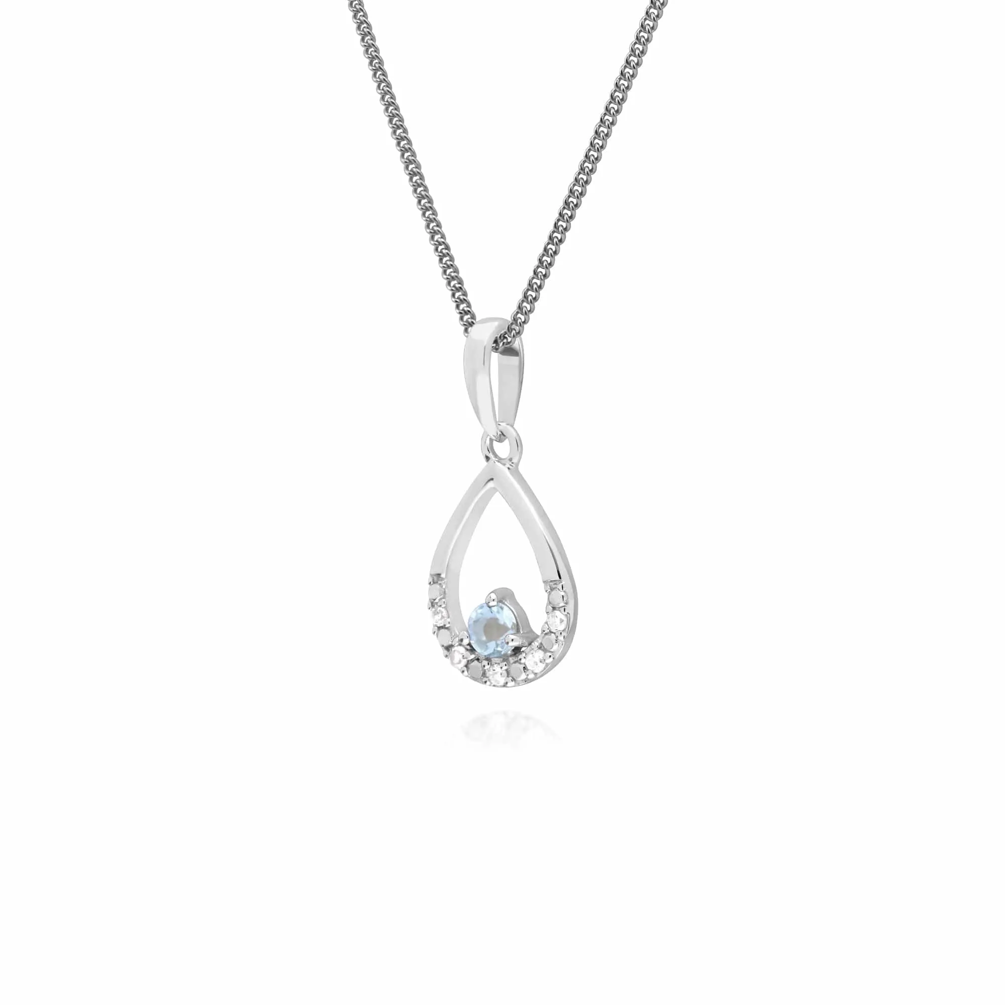 Gemondo 9ct White Gold Single Aquamarine & Diamond Pear Pendant on 45cm Chain sold by Gemondo Jewellery product image thumbnail 2