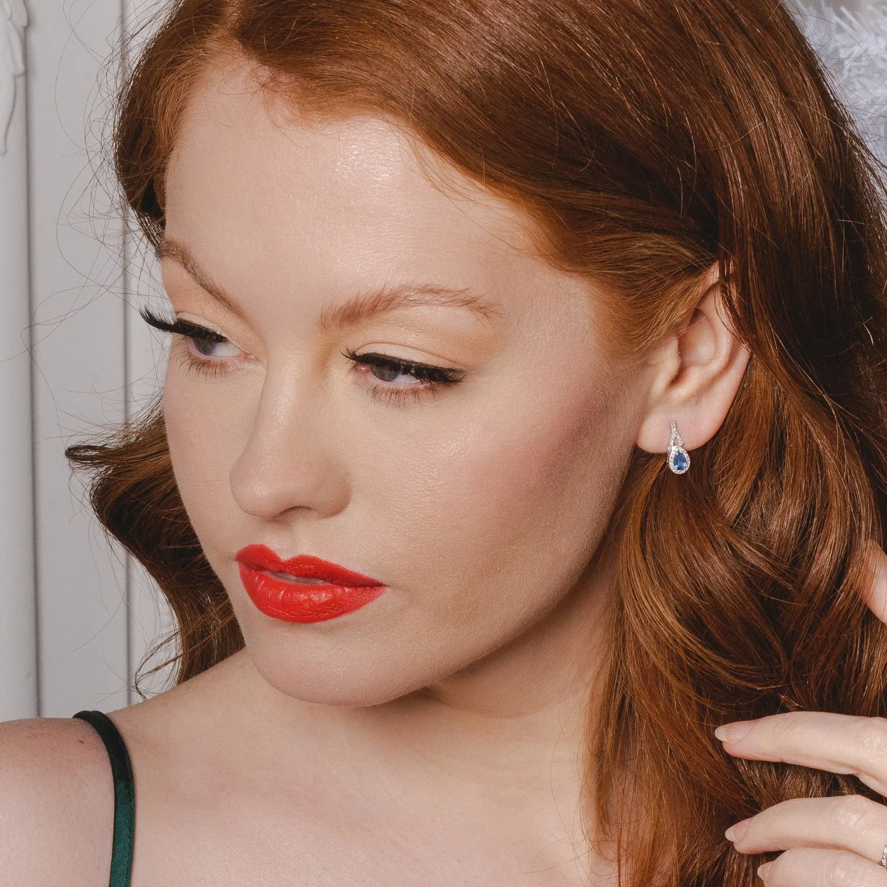 Teardrop Luxe Blue Sapphire & Diamond Drop Earrings in 9ct White Gold sold by Gemondo Jewellery product image thumbnail 2