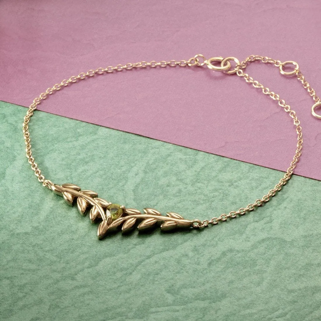 O Leaf Peridot Bracelet in 9ct Yellow Gold sold by Gemondo Jewellery product image thumbnail 2