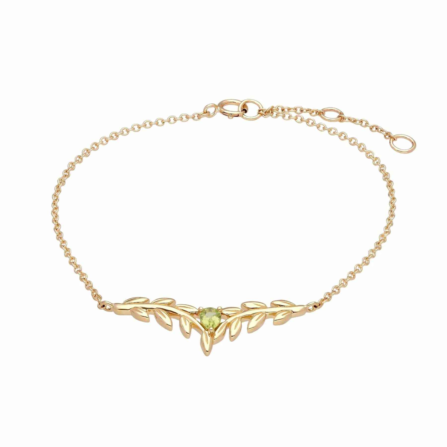 O Leaf Peridot Bracelet in 9ct Yellow Gold sold by Gemondo Jewellery