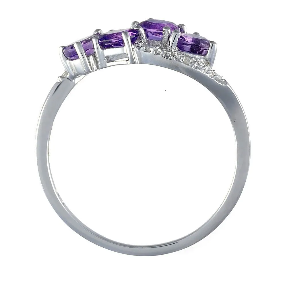 9ct White Gold 0.54ct Natural Amethyst & 3pt Diamond Classic Ring sold by Gemondo Jewellery product image thumbnail 3
