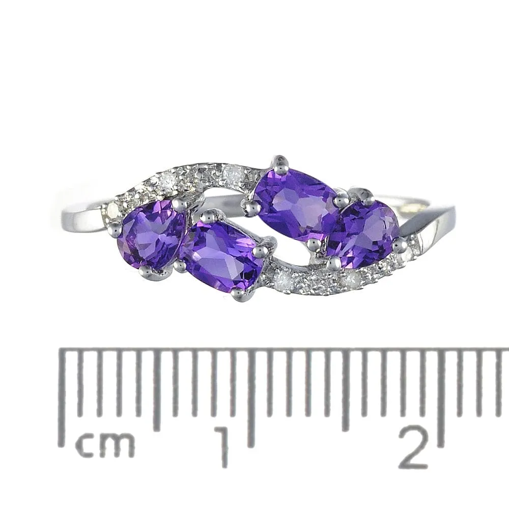 9ct White Gold 0.54ct Natural Amethyst & 3pt Diamond Classic Ring sold by Gemondo Jewellery product image thumbnail 4