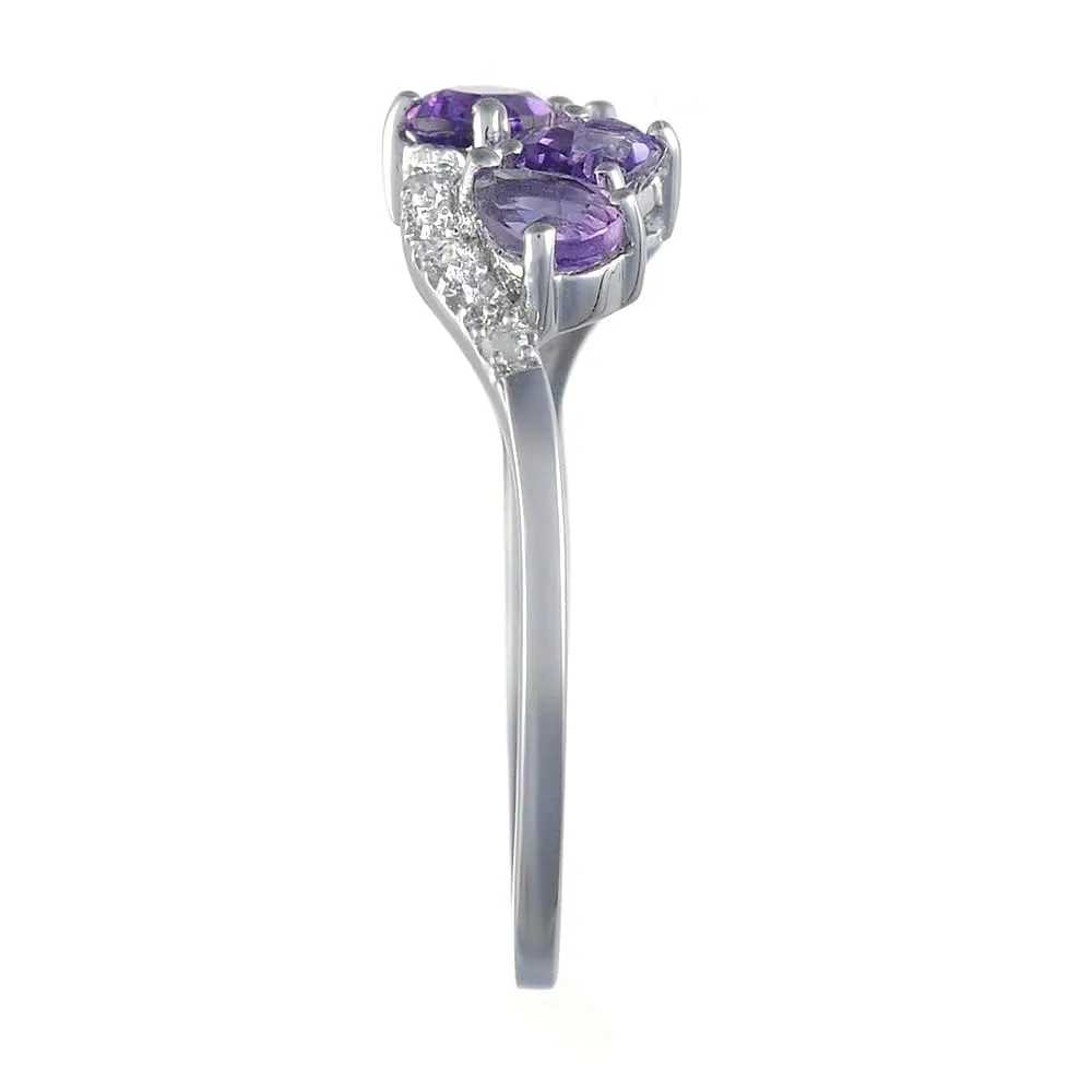 9ct White Gold 0.54ct Natural Amethyst & 3pt Diamond Classic Ring sold by Gemondo Jewellery product image thumbnail 2