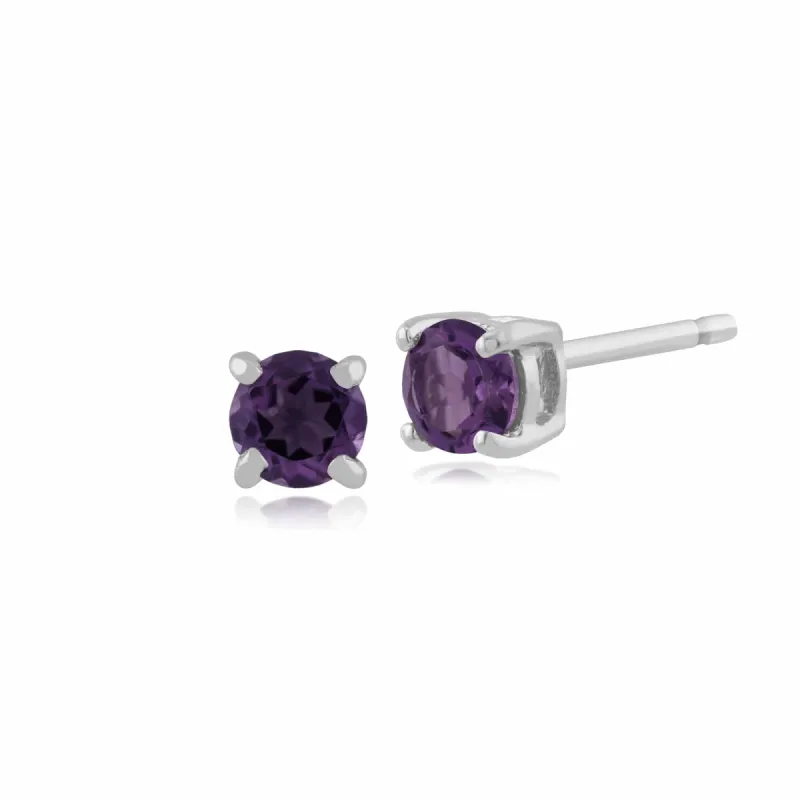 Gemondo 925 Sterling Silver Amethyst Round Stud Earrings 3.50mm Claw Set sold by Gemondo Jewellery