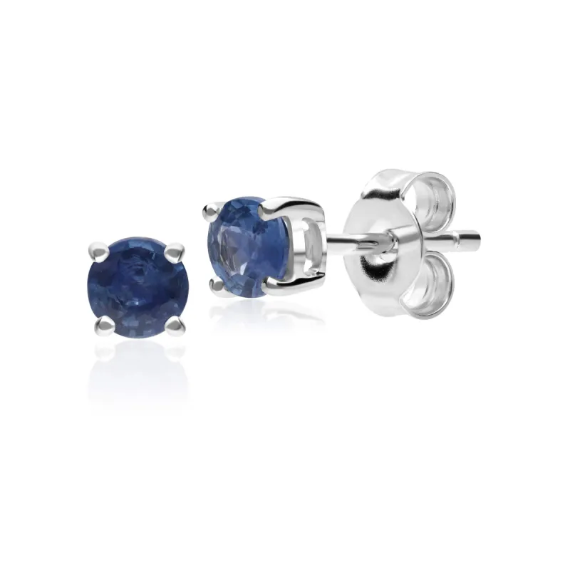Classic Round Light Blue Kanchanaburi Sapphire Stud Earrings in 9ct White Gold 3.5mm sold by Gemondo Jewellery