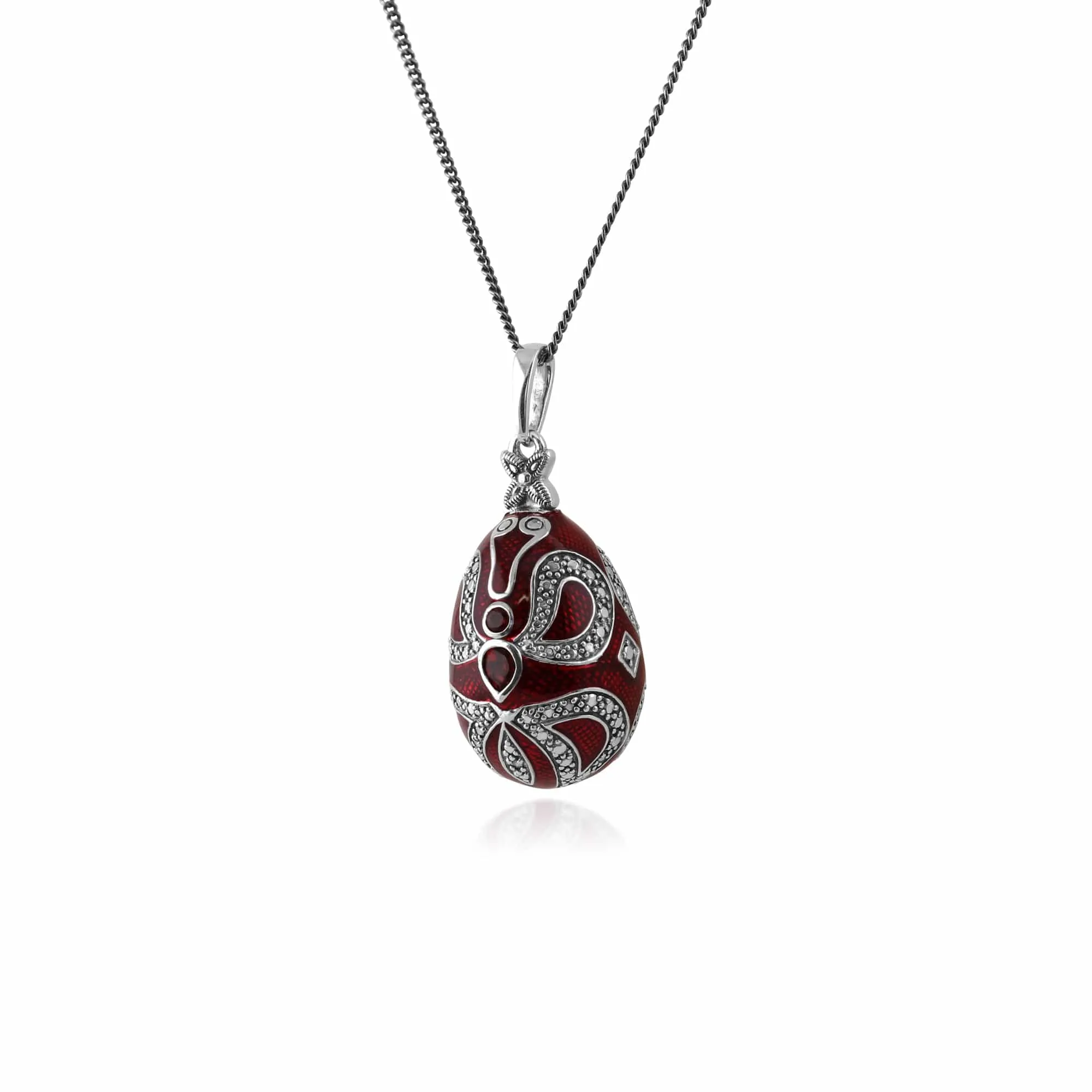 Art Nouveau Style Pear Garnet Egg Style Pendant in 925 Sterling Silver sold by Gemondo Jewellery product image thumbnail 2