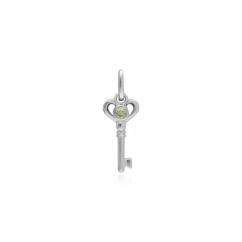Gemondo Sterling Silver Peridot Small Key Charm sold by Gemondo Jewellery