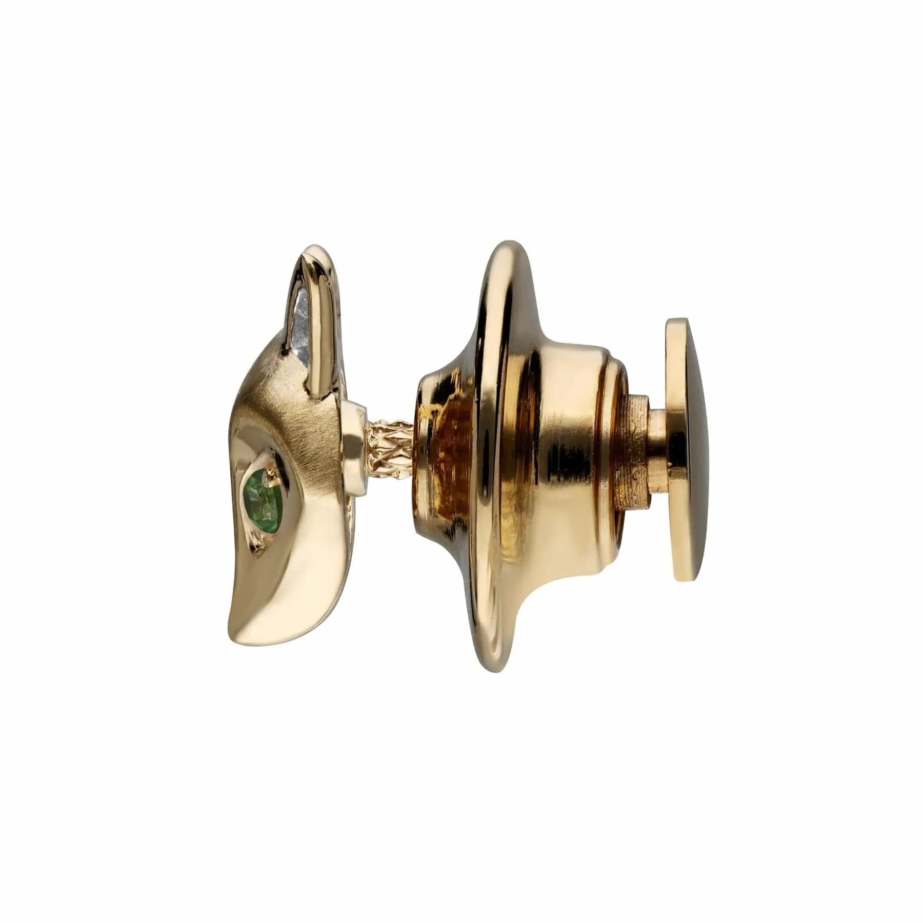 Gardenia Tsavorite Fox Pin In 9ct Yellow Gold sold by Gemondo Jewellery product image thumbnail 4