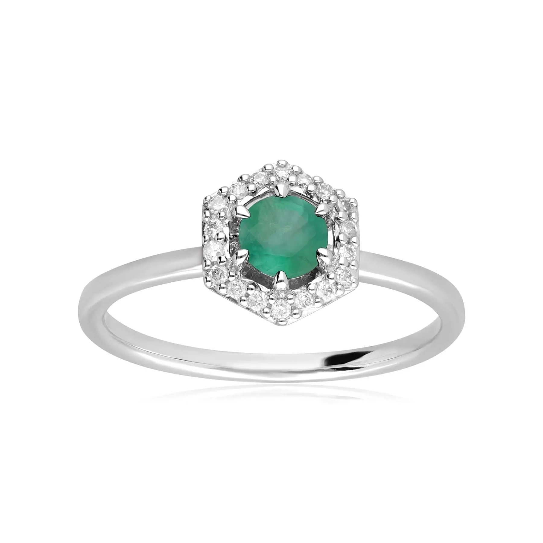 9ct White Gold 0.67ct Emerald & Diamond Halo Ring sold by Gemondo Jewellery product image thumbnail 4