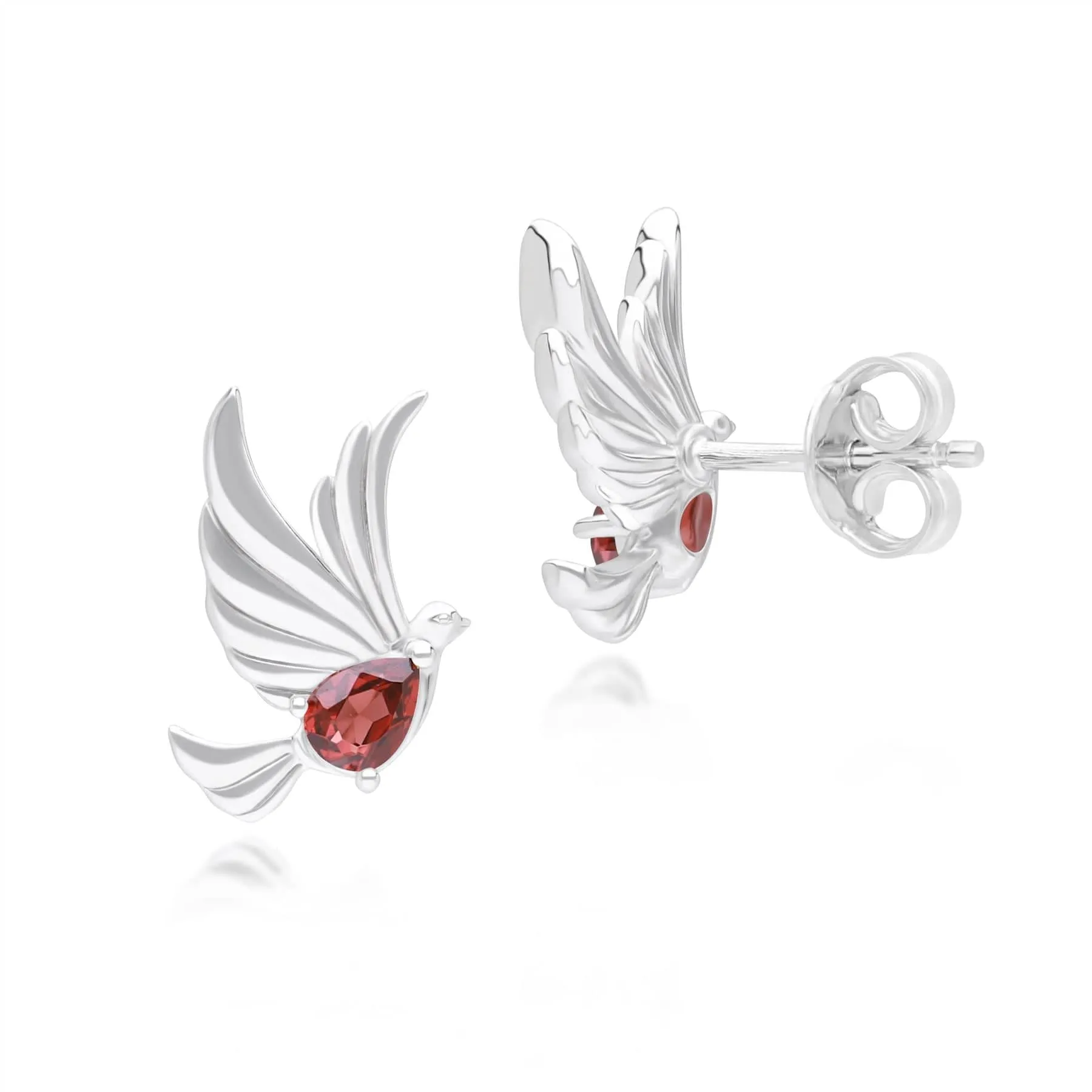 ECFEW™ Creator Garnet Dove Stud Earrings in  Sterling Silver sold by Gemondo Jewellery product image thumbnail 3