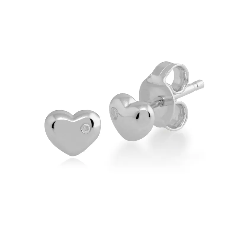 Gemondo Sterling Silver Diamond Heart Stud Earrings sold by Gemondo Jewellery