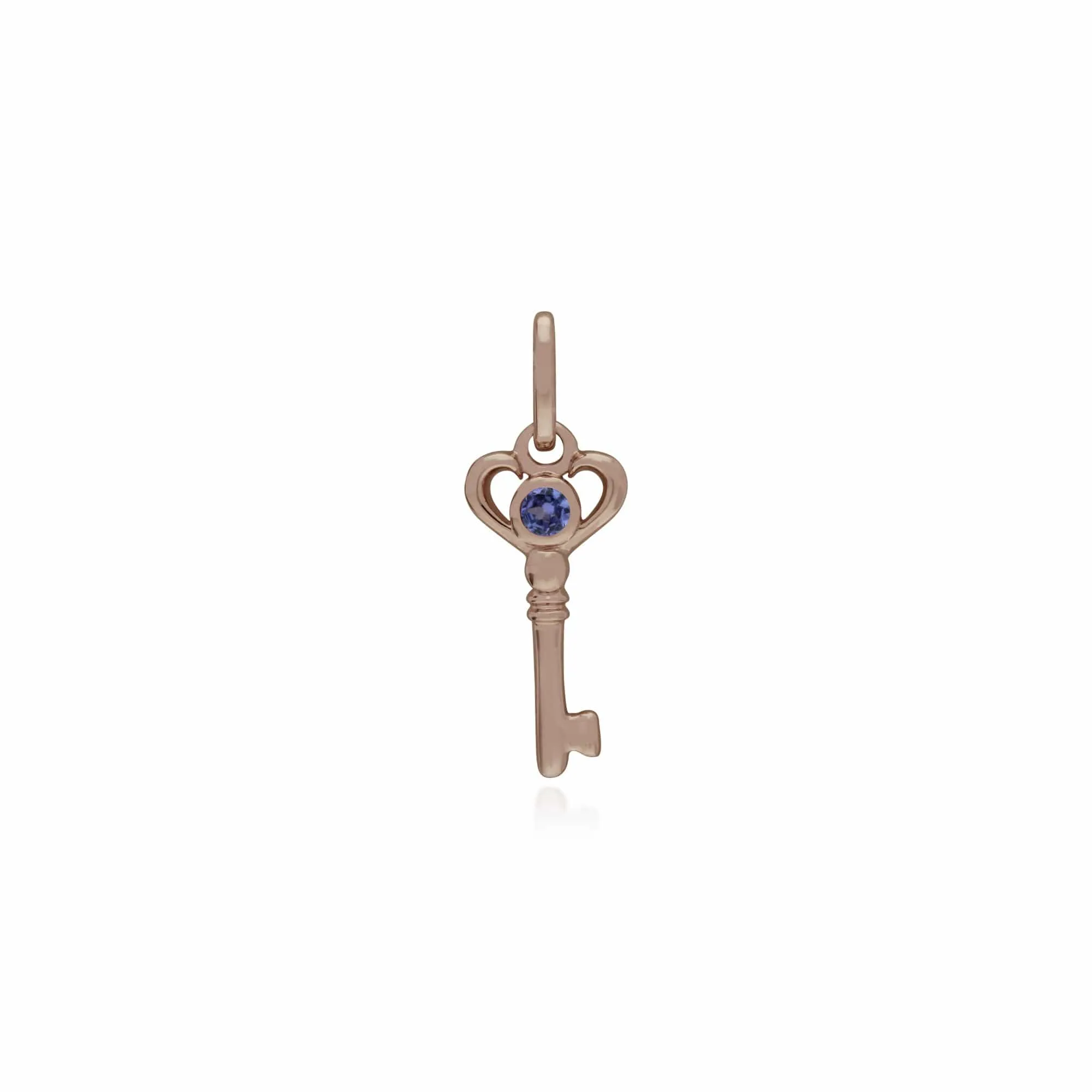Gemondo Rose Gold Plated Sterling Silver Tanzanite Small Key Charm sold by Gemondo Jewellery