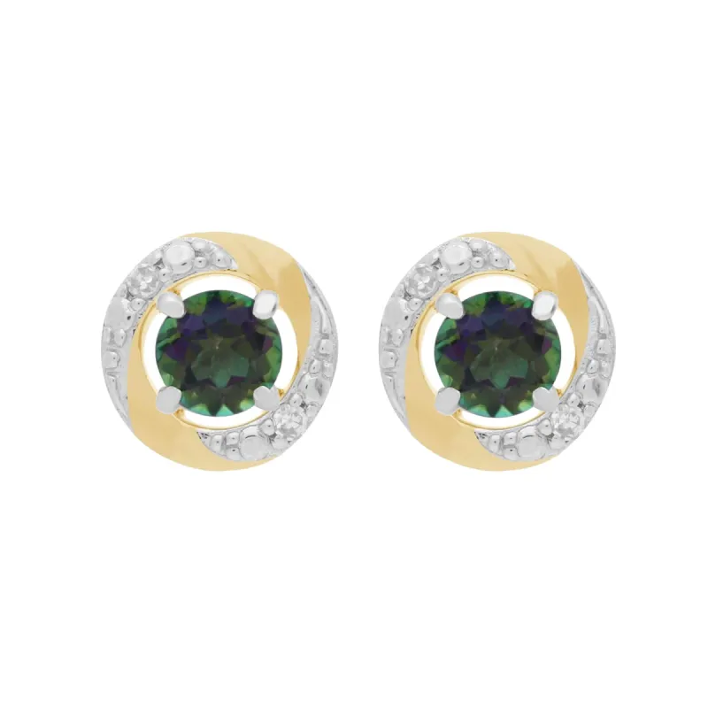9ct White Gold Mystic Topaz Stud Earrings with Detachable Diamond Halo Ear Jacket in 9ct Yellow Gold sold by Gemondo Jewellery