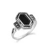 Gemondo Sterling Silver 1.00ct Black Onyx & 4.8pt Marcasite Art Deco Style Ring sold by Gemondo Jewellery