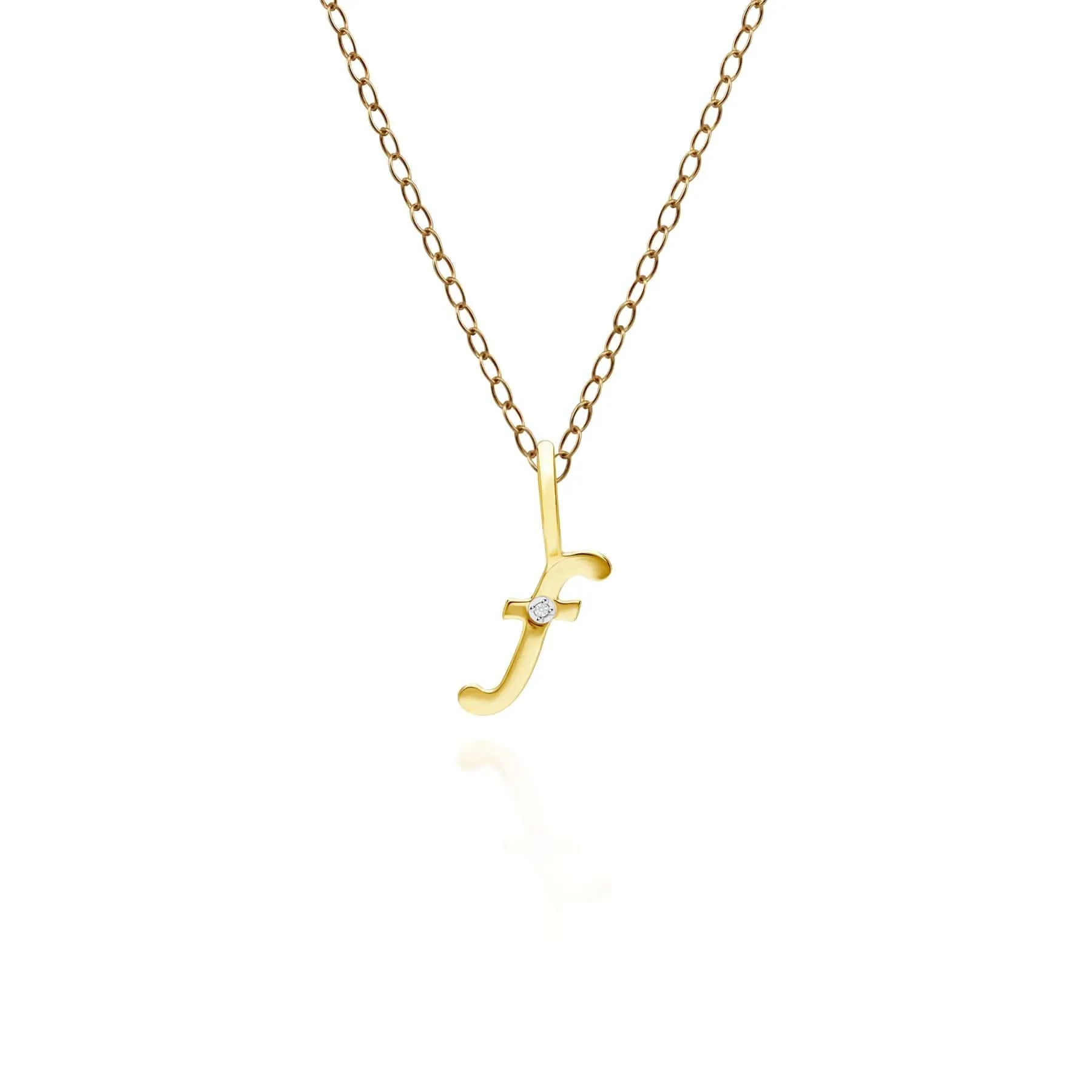 Alphabet Letter F Diamond pendant in 9ct Yellow Gold sold by Gemondo Jewellery