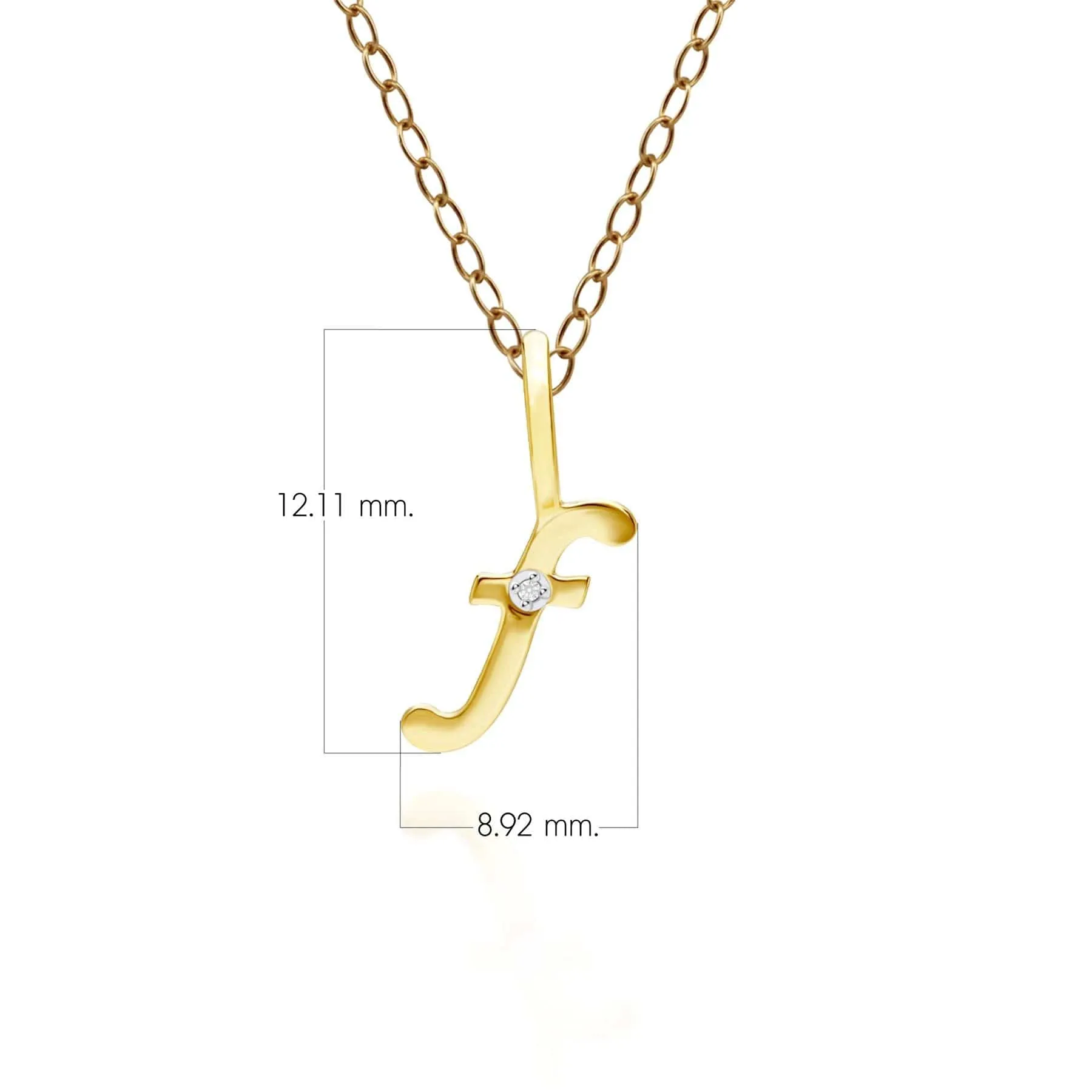 Alphabet Letter F Diamond pendant in 9ct Yellow Gold sold by Gemondo Jewellery product image thumbnail 3