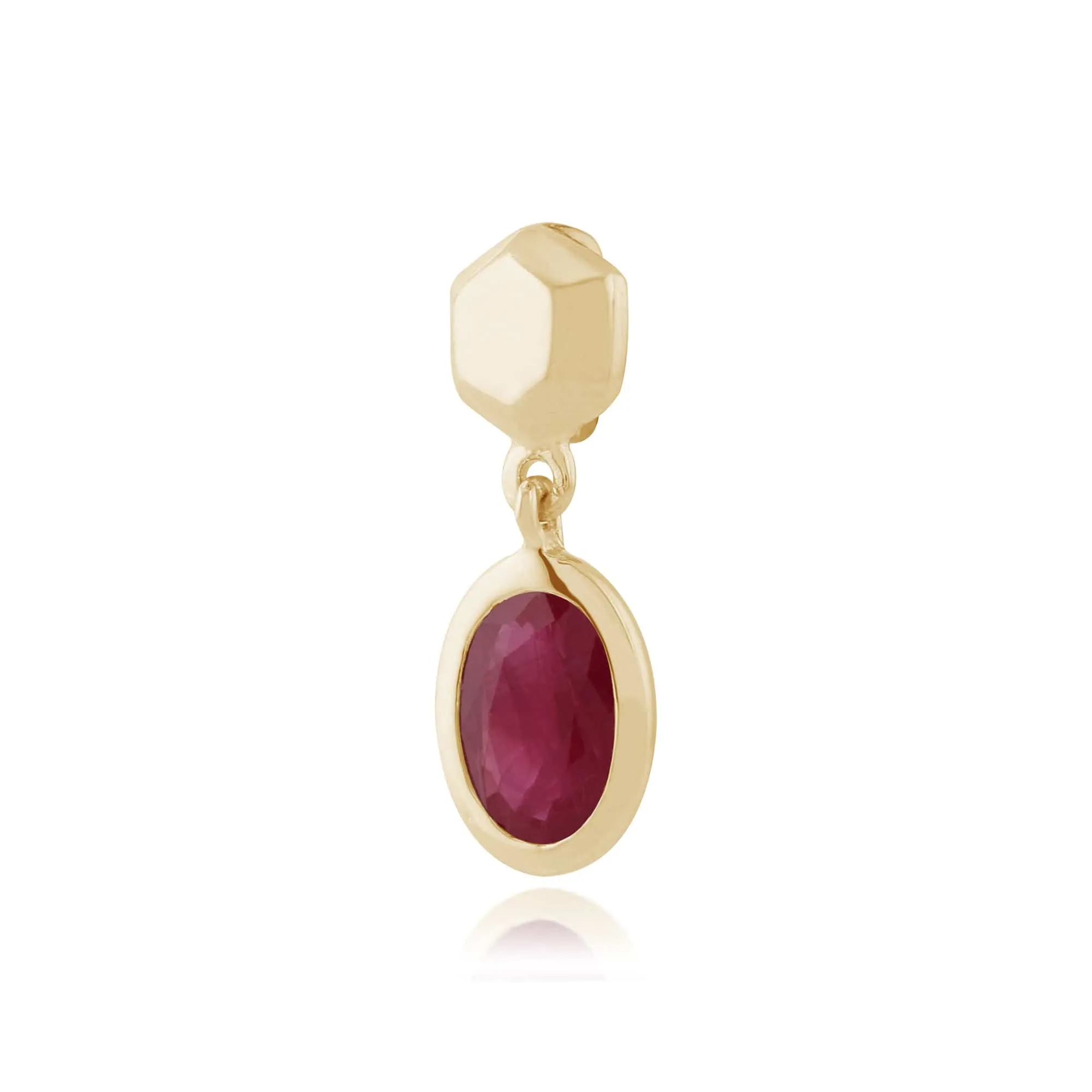 Classic Oval Ruby Bezel Set Drop Pendant in 9ct Yellow Gold sold by Gemondo Jewellery product image thumbnail 2