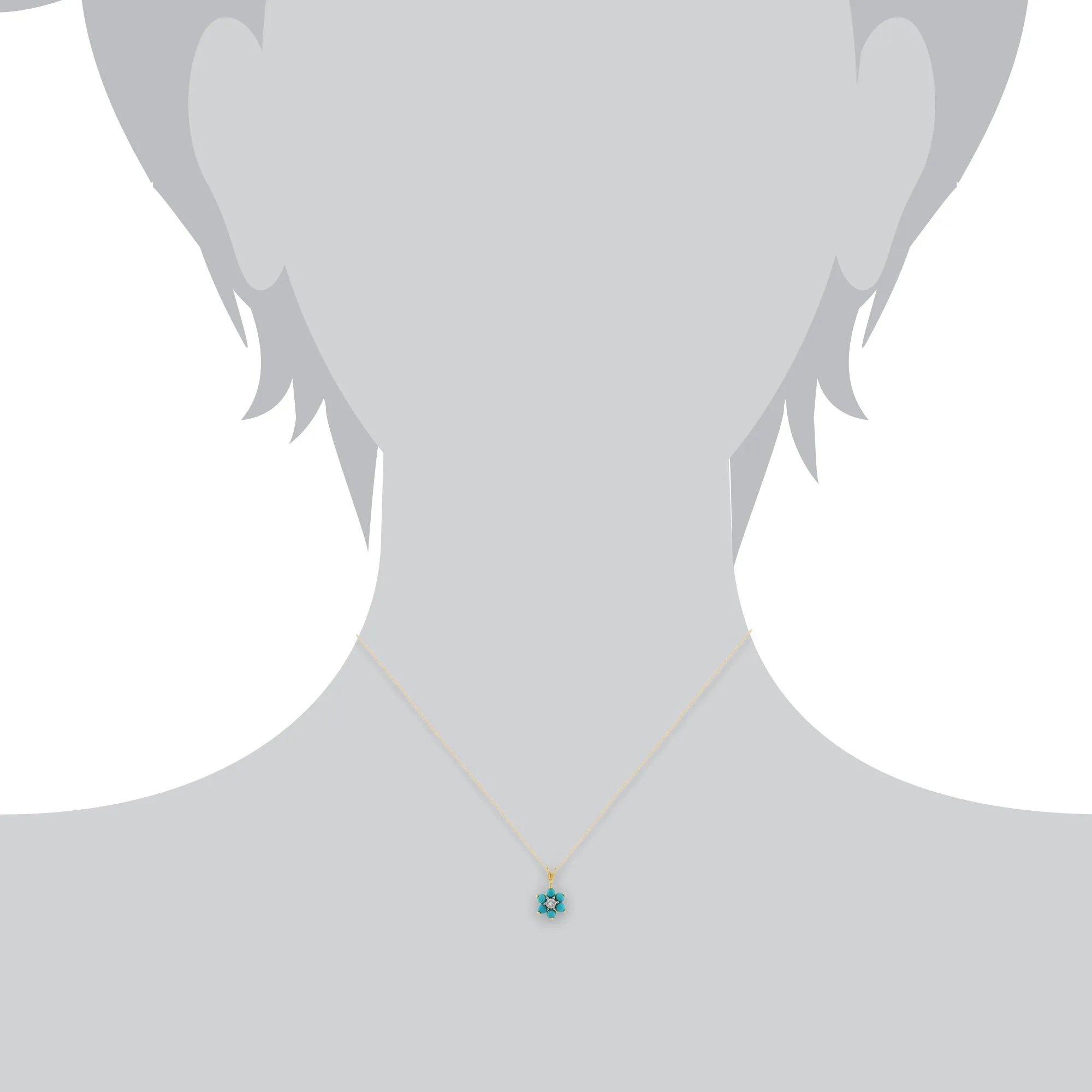 Floral Round Turquoise & Diamond Pendant in 9ct Yellow Gold sold by Gemondo Jewellery product image thumbnail 3