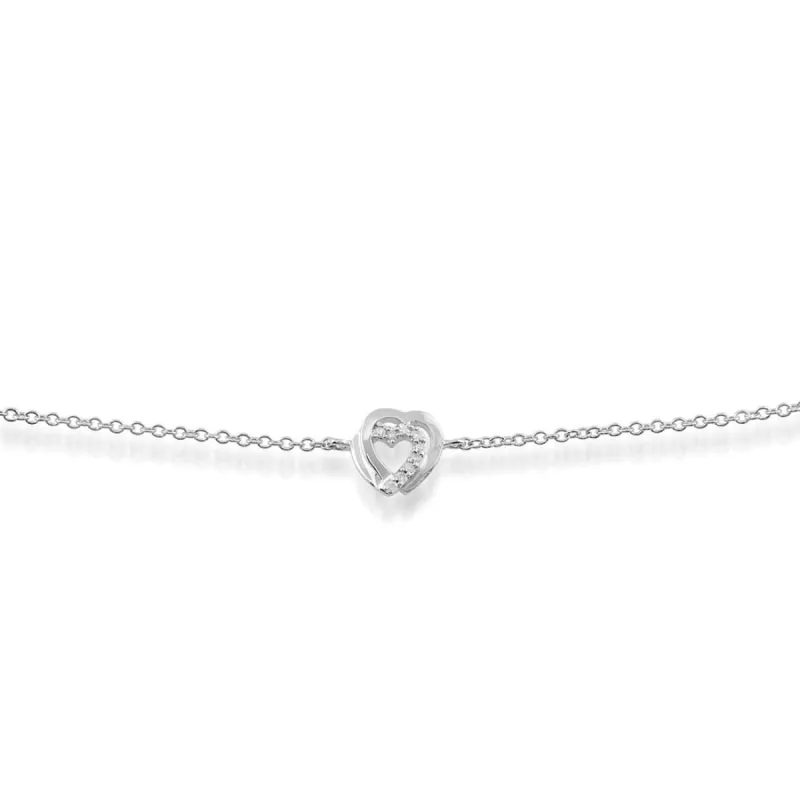 Classic Round Diamond Heart Bracelet in 9ct White Gold sold by Gemondo Jewellery