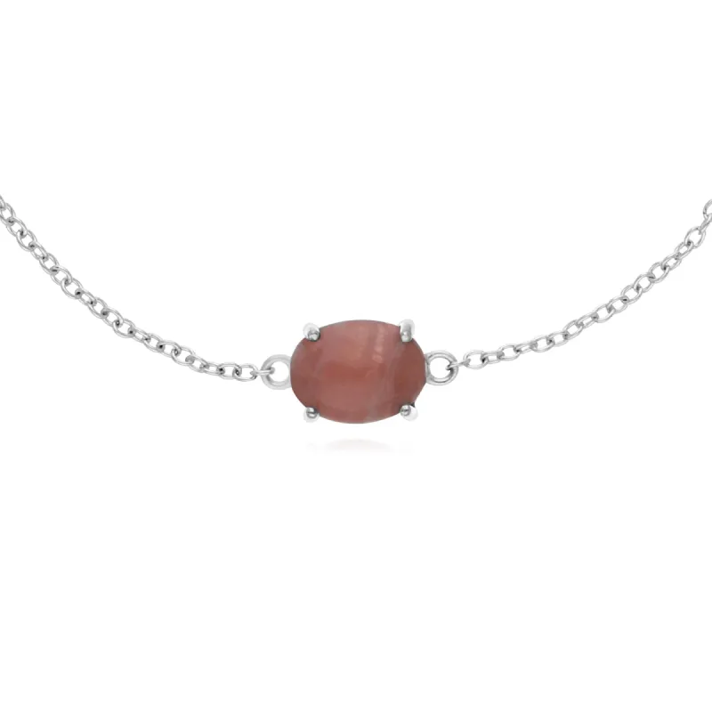 Gemondo Sterling Silver Rhodochrosite Single Stone Oval 19cm Bracelet sold by Gemondo Jewellery