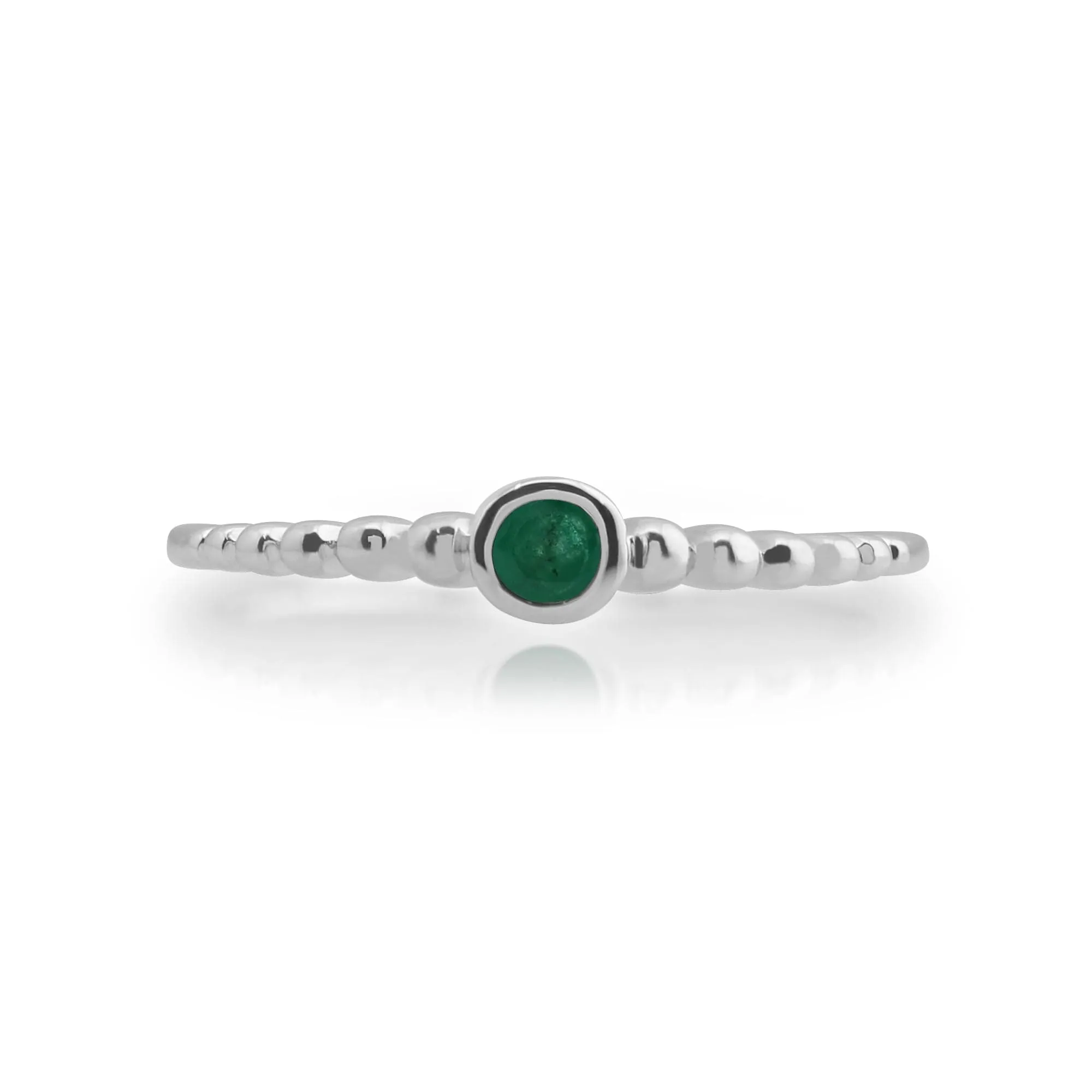 Essential Round Emerald Bezel Set Silver Stack Ring sold by Gemondo Jewellery product image thumbnail 2