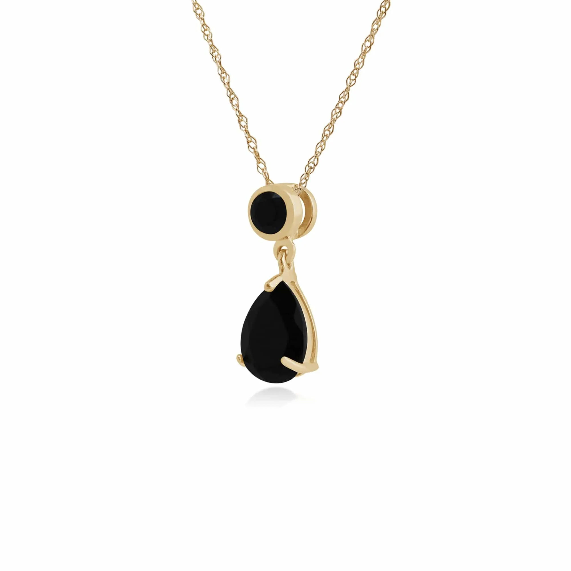 Classic Pear & Round Black Onyx Pendant in 9ct Yellow Gold sold by Gemondo Jewellery product image thumbnail 2