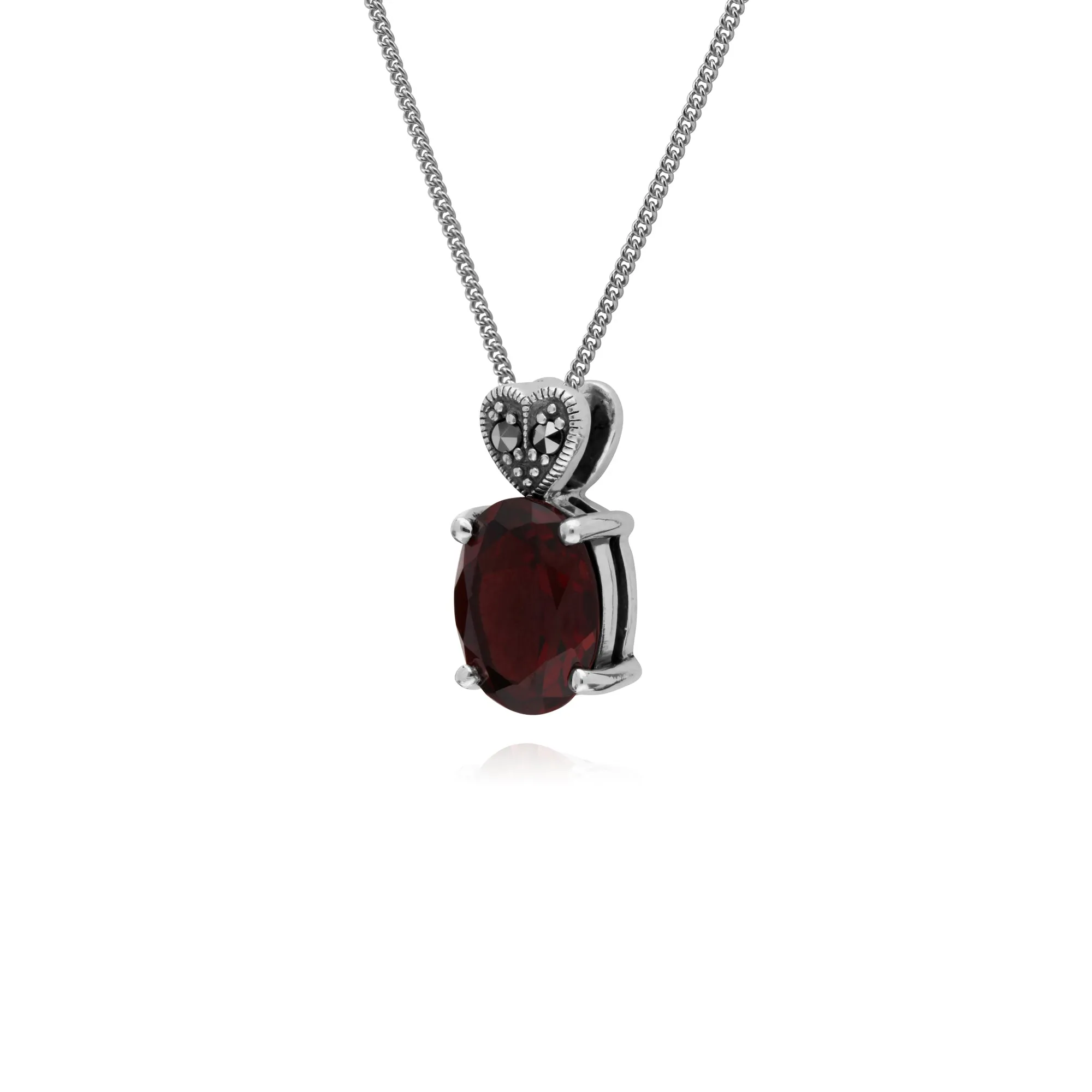 Gemondo Sterling Silver Garnet & Marcasite Oval 45cm Necklace sold by Gemondo Jewellery product image thumbnail 2