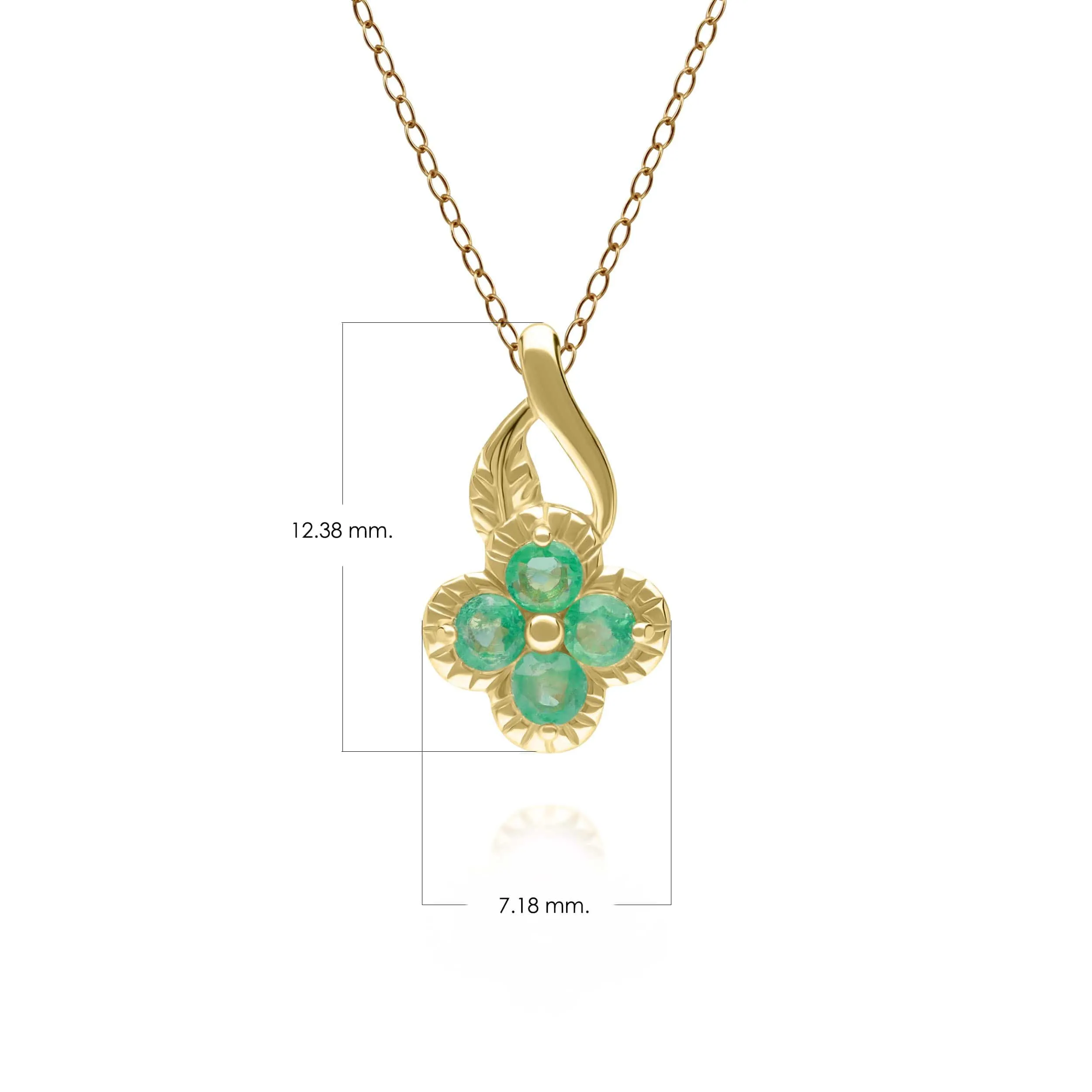 Floral Round Emerald Pendant in 9ct Yellow Gold sold by Gemondo Jewellery product image thumbnail 3
