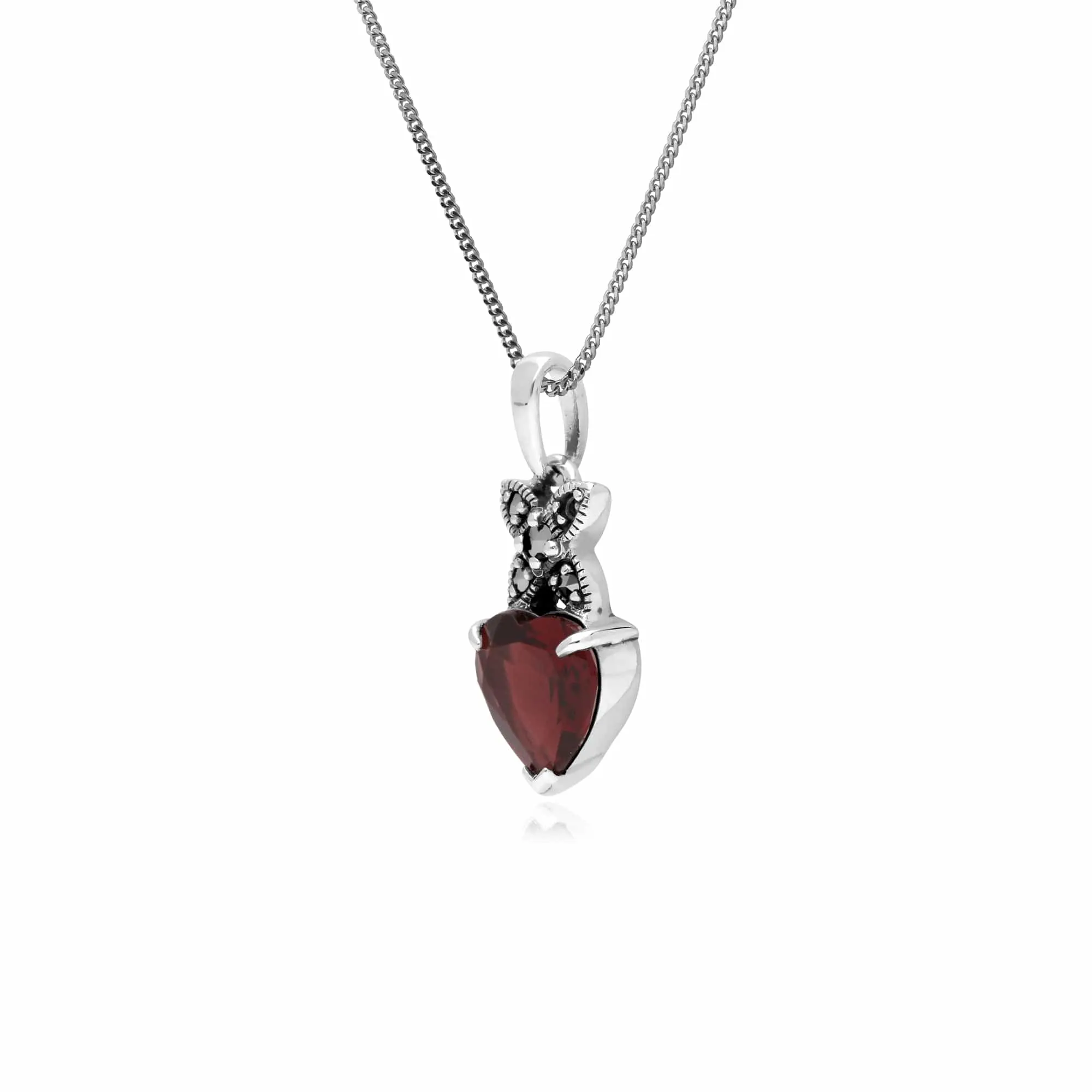 Gemondo Sterling Silver Garnet & Marcasite January Heart Pendant on 45cm Chain sold by Gemondo Jewellery product image thumbnail 2