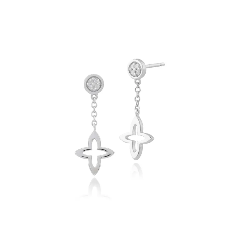 Gemondo 9ct White Gold 0.04ct Diamond Star Drop Earrings sold by Gemondo Jewellery