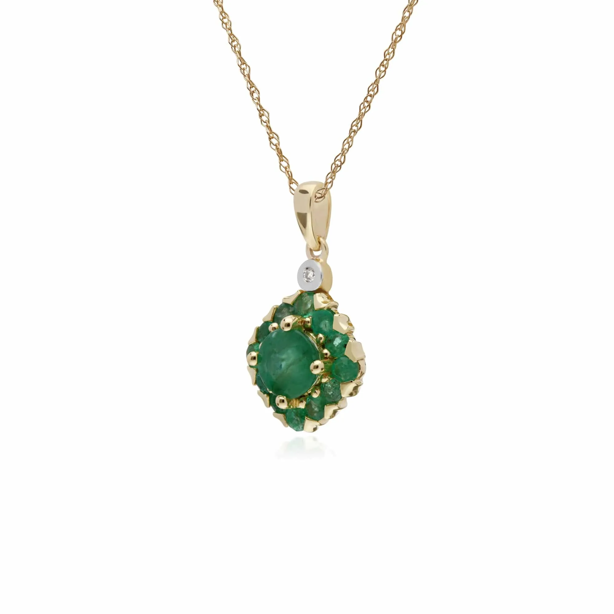 Gemondo 9ct Yellow Gold Emerald & Diamond Square Cluster Pendant on 45cm Chain sold by Gemondo Jewellery product image thumbnail 2