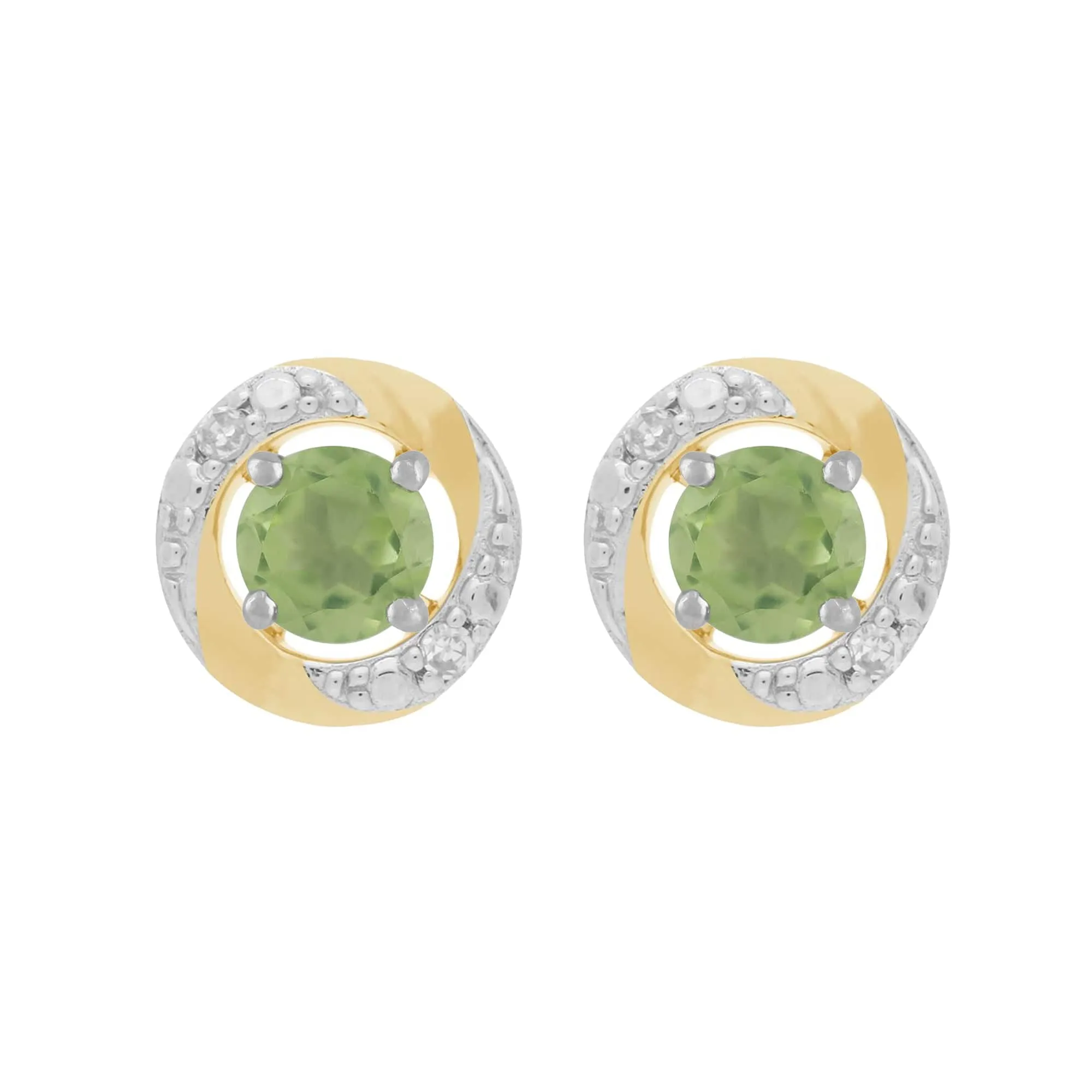9ct White Gold Peridot Stud Earrings with Detachable Diamond Halo Ear Jacket in 9ct Yellow Gold sold by Gemondo Jewellery