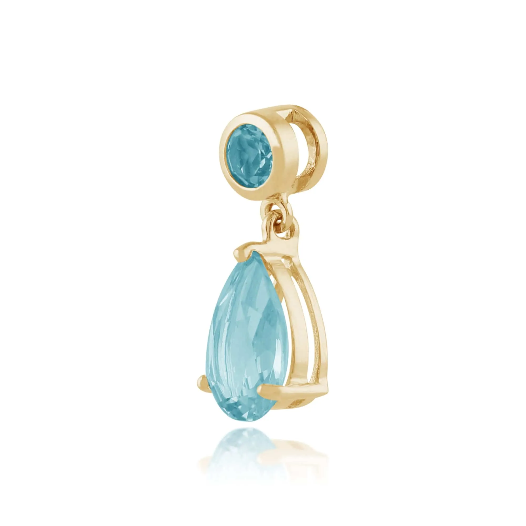 Classic Pear & Round Blue Topaz Drop Earrings & Pendant Set in 9ct Yellow Gold sold by Gemondo Jewellery product image thumbnail 4