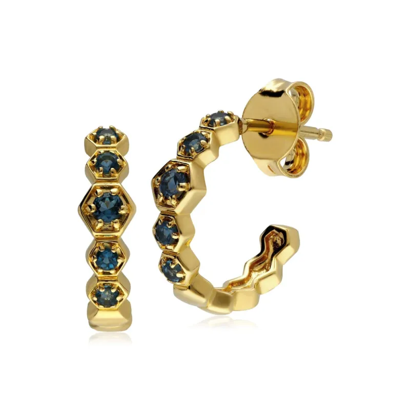 Modern Glam Topaz Sparkle Hoop Earrings in Gold Plated Sterling Silver sold by Gemondo Jewellery