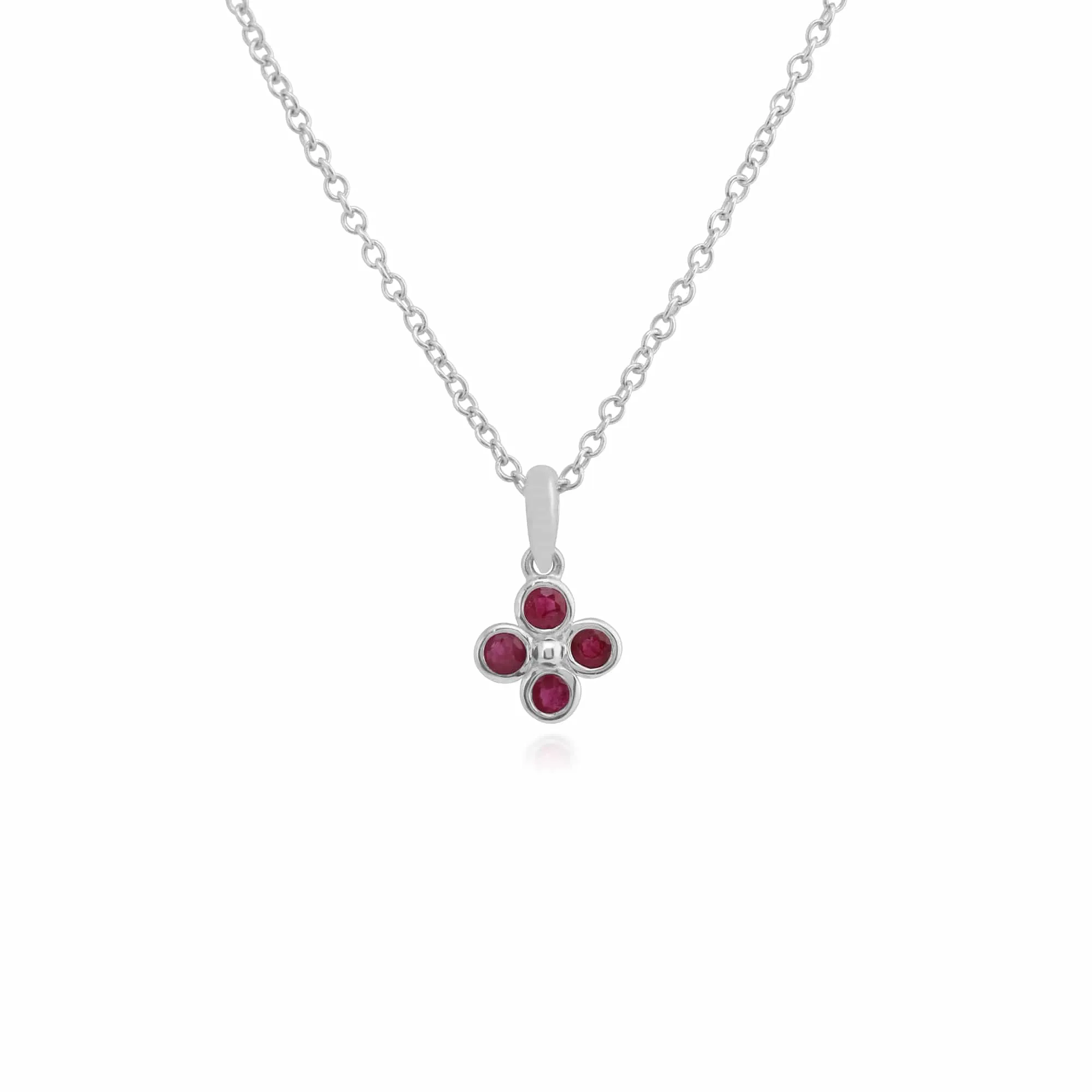 Floral Round Ruby Clover Pendant & Ring Set in 925 Sterling Silver sold by Gemondo Jewellery product image thumbnail 2