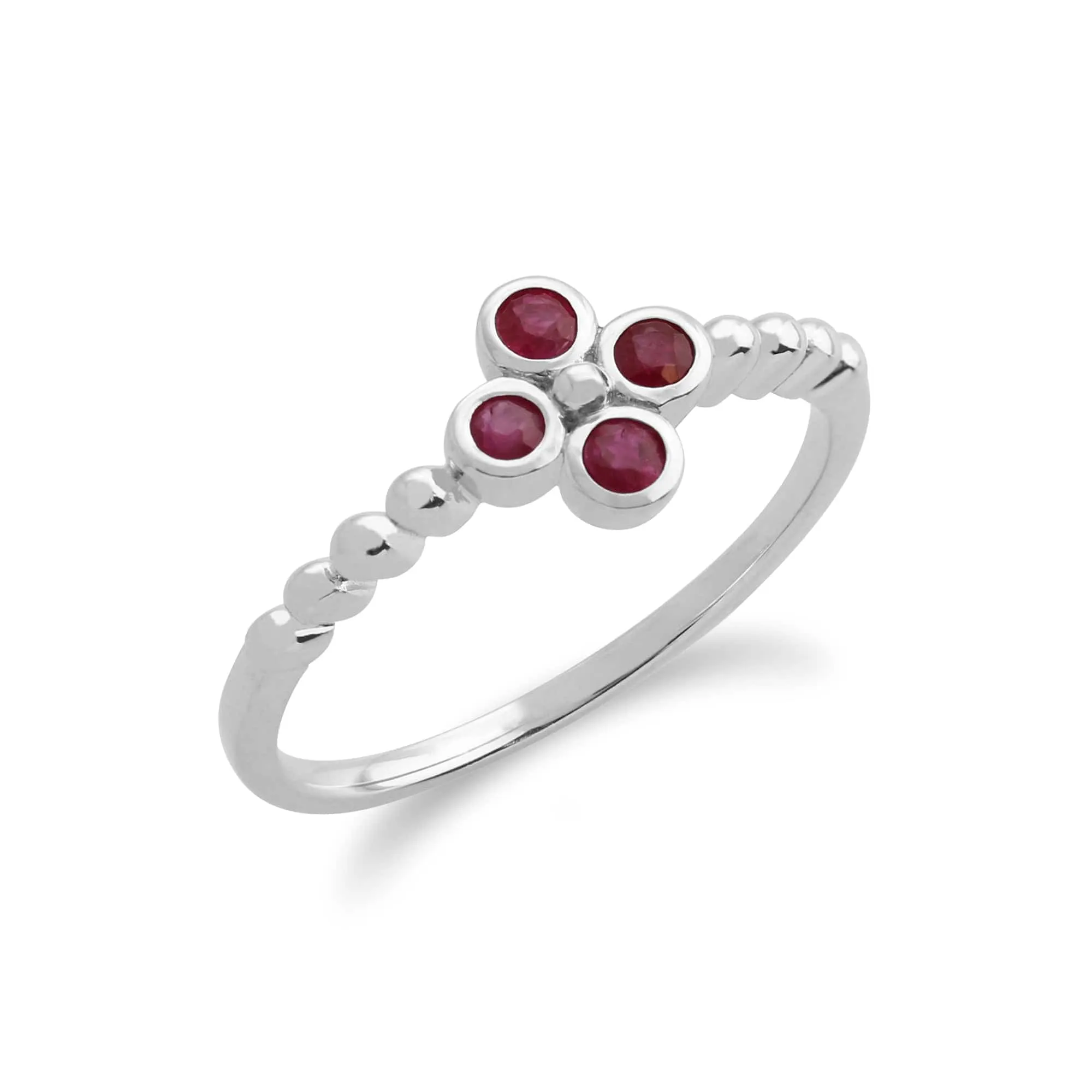 Floral Round Ruby Clover Pendant & Ring Set in 925 Sterling Silver sold by Gemondo Jewellery product image thumbnail 3