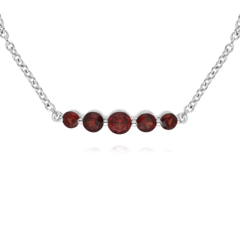 Gemondo Sterling Silver Five Stone Garnet Round Gradient 19cm Bracelet sold by Gemondo Jewellery