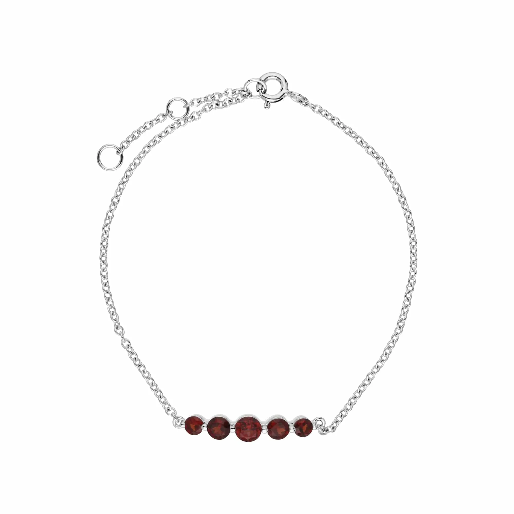 Gemondo Sterling Silver Five Stone Garnet Round Gradient 19cm Bracelet sold by Gemondo Jewellery product image thumbnail 2