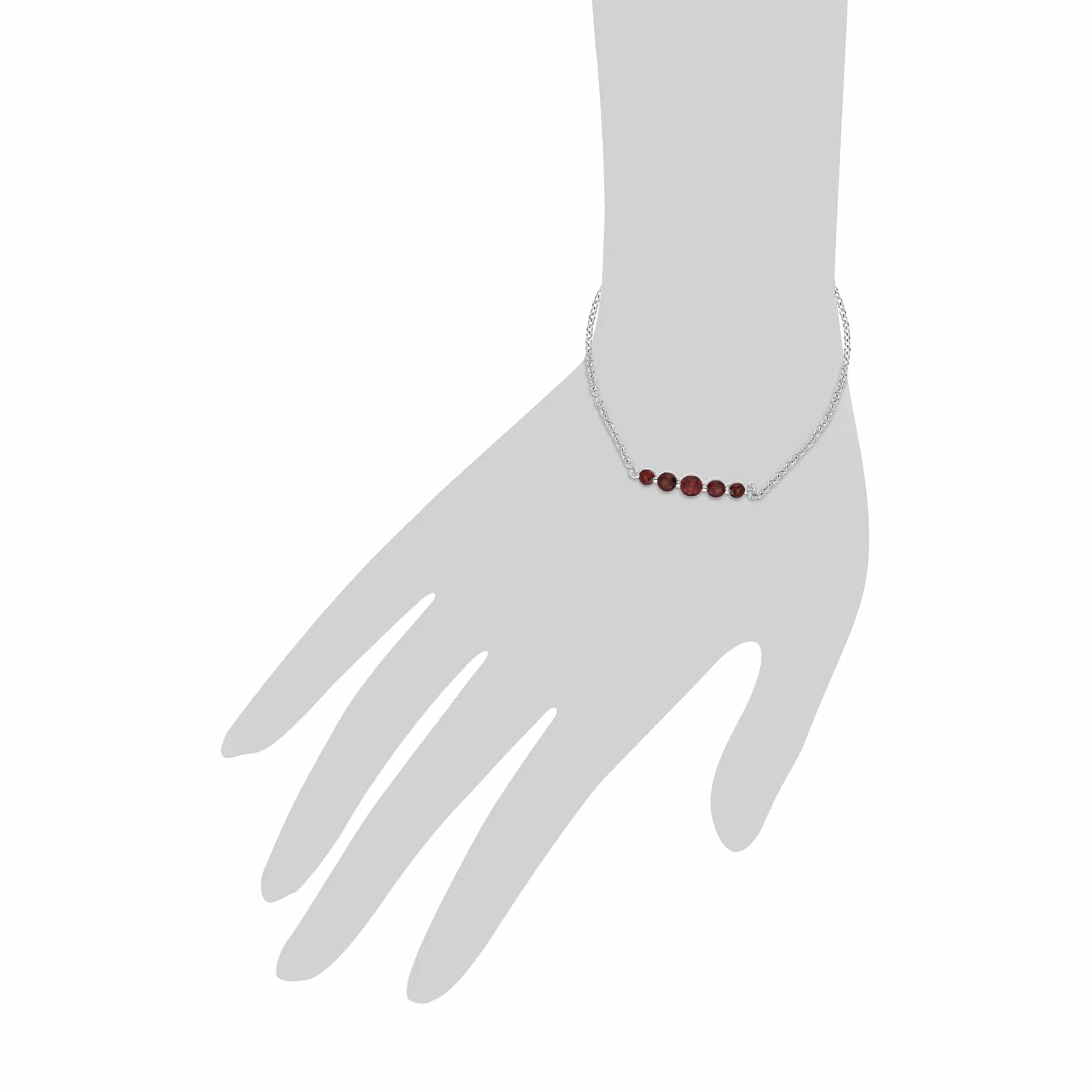 Gemondo Sterling Silver Five Stone Garnet Round Gradient 19cm Bracelet sold by Gemondo Jewellery product image thumbnail 3