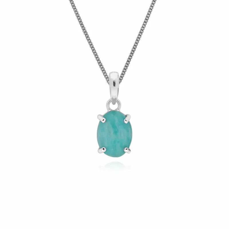 Gemondo Sterling Silver Amazonite Single Stone Oval 45cm Necklace sold by Gemondo Jewellery