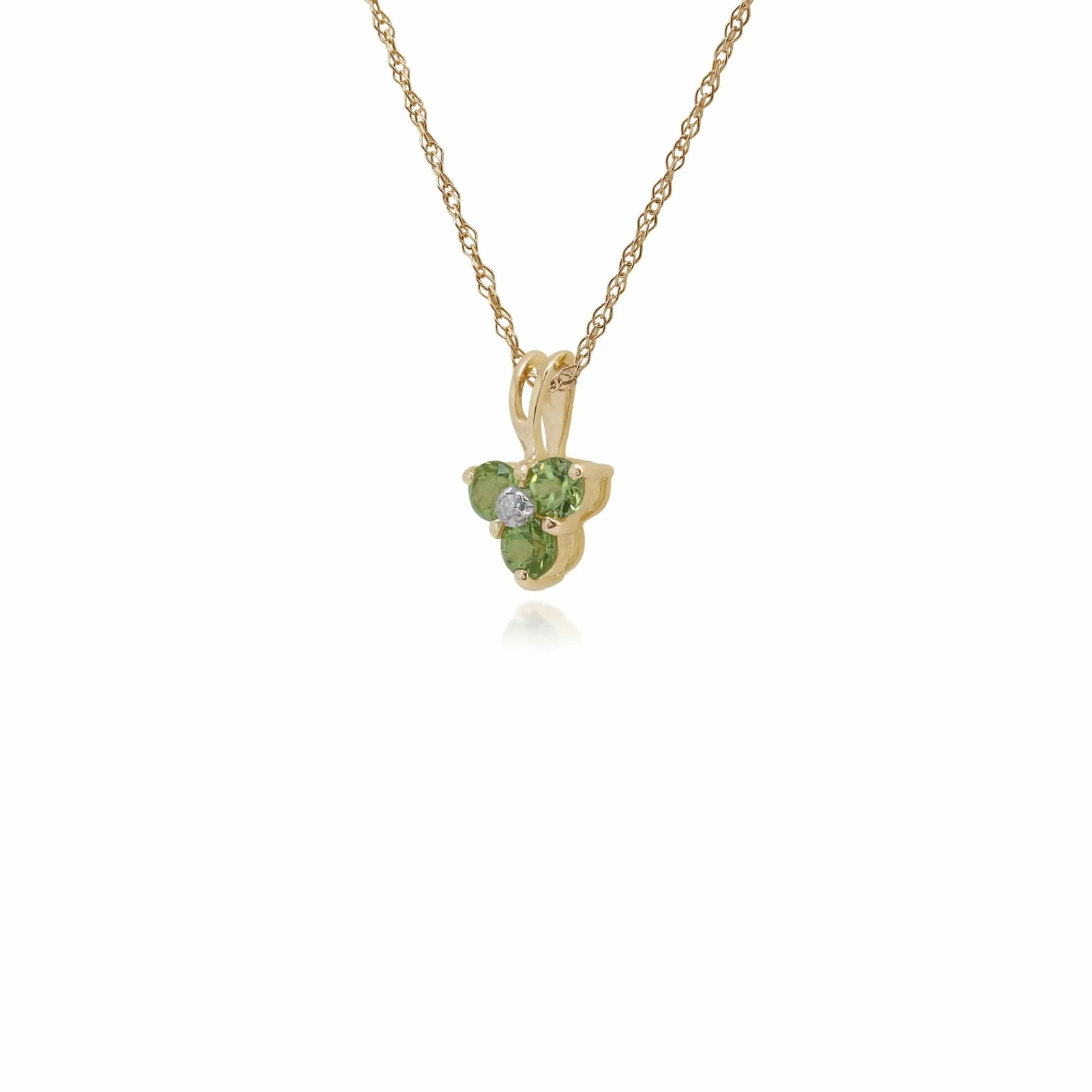 Floral Round Peridot & Diamond Cluster Pendant in 9ct Yellow Gold sold by Gemondo Jewellery product image thumbnail 2