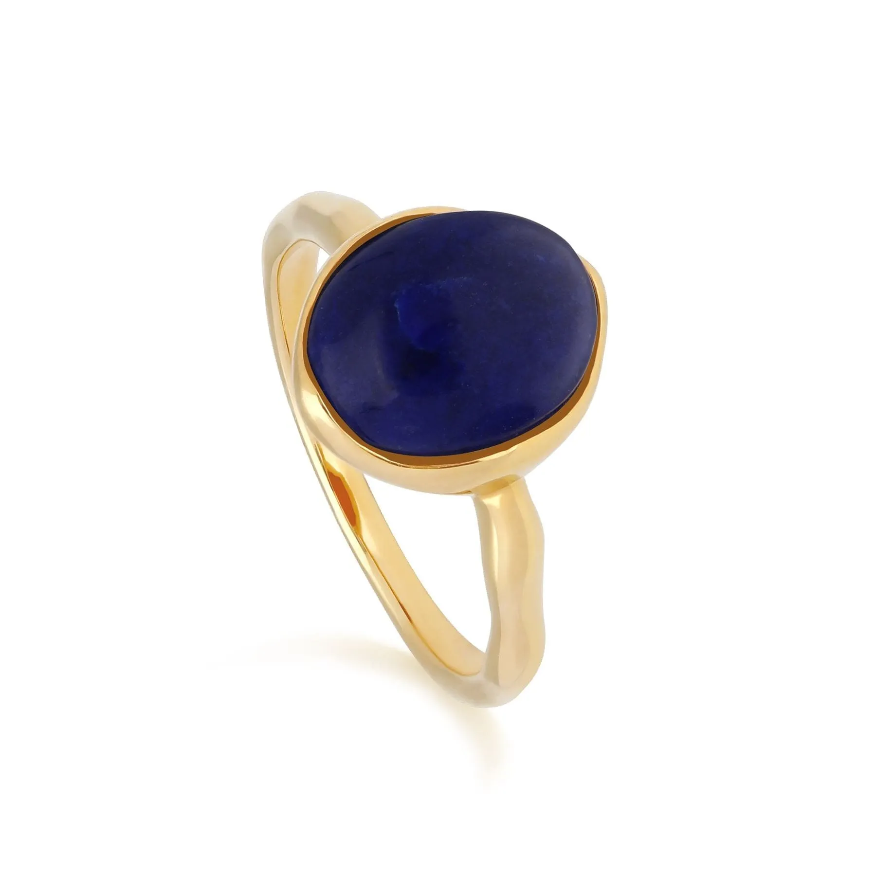 Irregular B Gem Lapis Lazuli Ring in Yellow Gold Plated Silver sold by Gemondo Jewellery