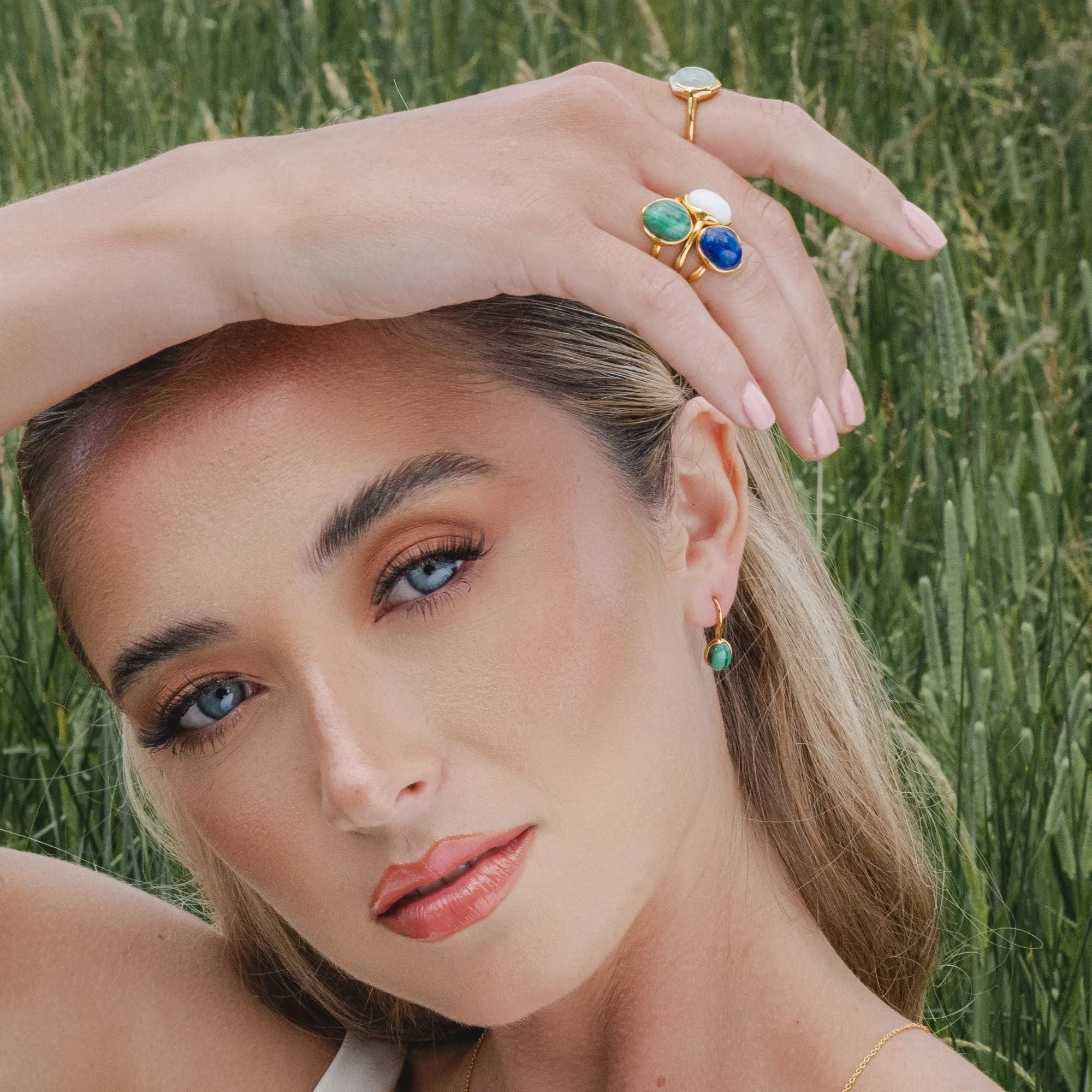 Irregular B Gem Lapis Lazuli Ring in Yellow Gold Plated Silver sold by Gemondo Jewellery product image thumbnail 3