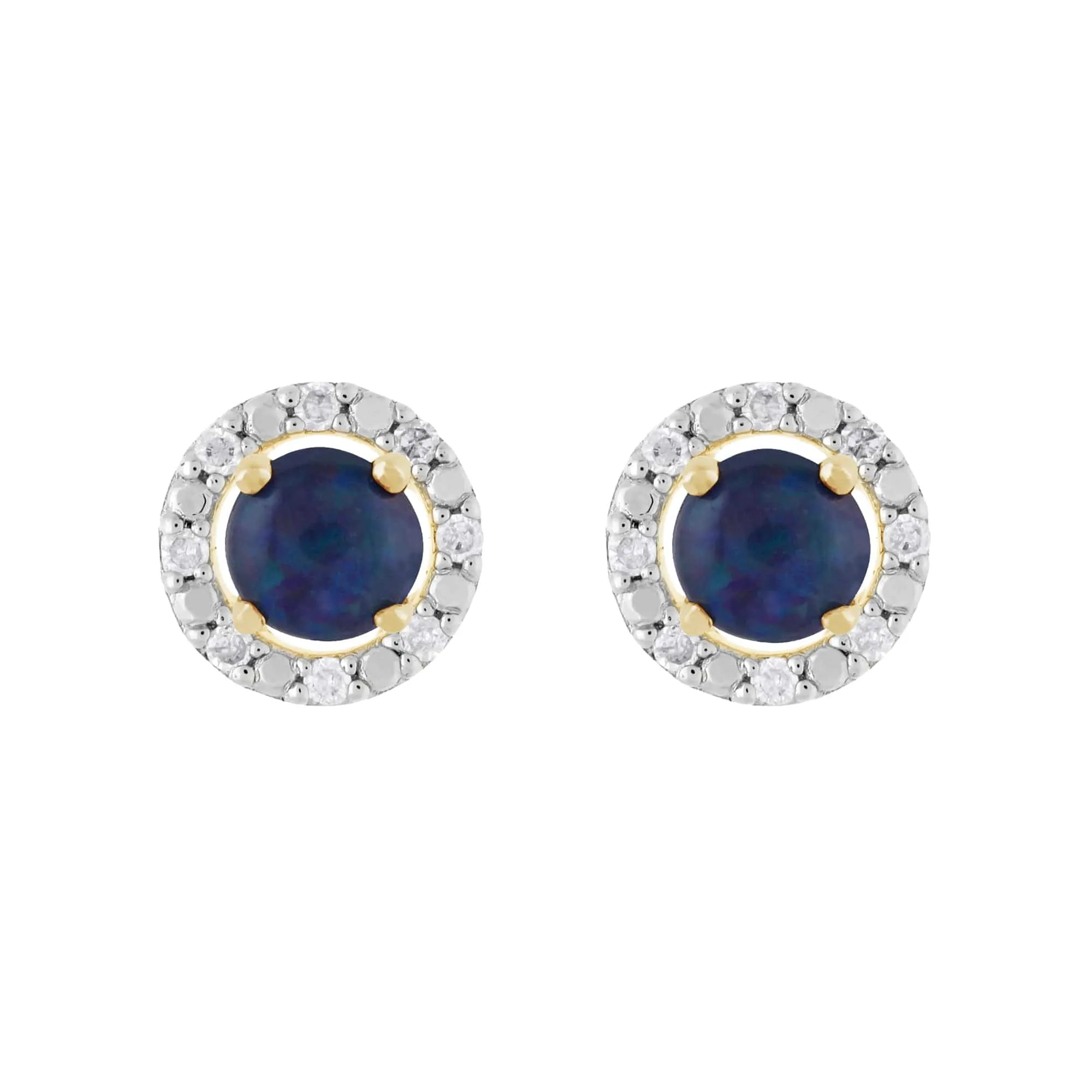 Classic Round Triplet Opal Stud Earrings with Detachable Diamond Round Earrings Jacket Set in 9ct Yellow Gold sold by Gemondo Jewellery